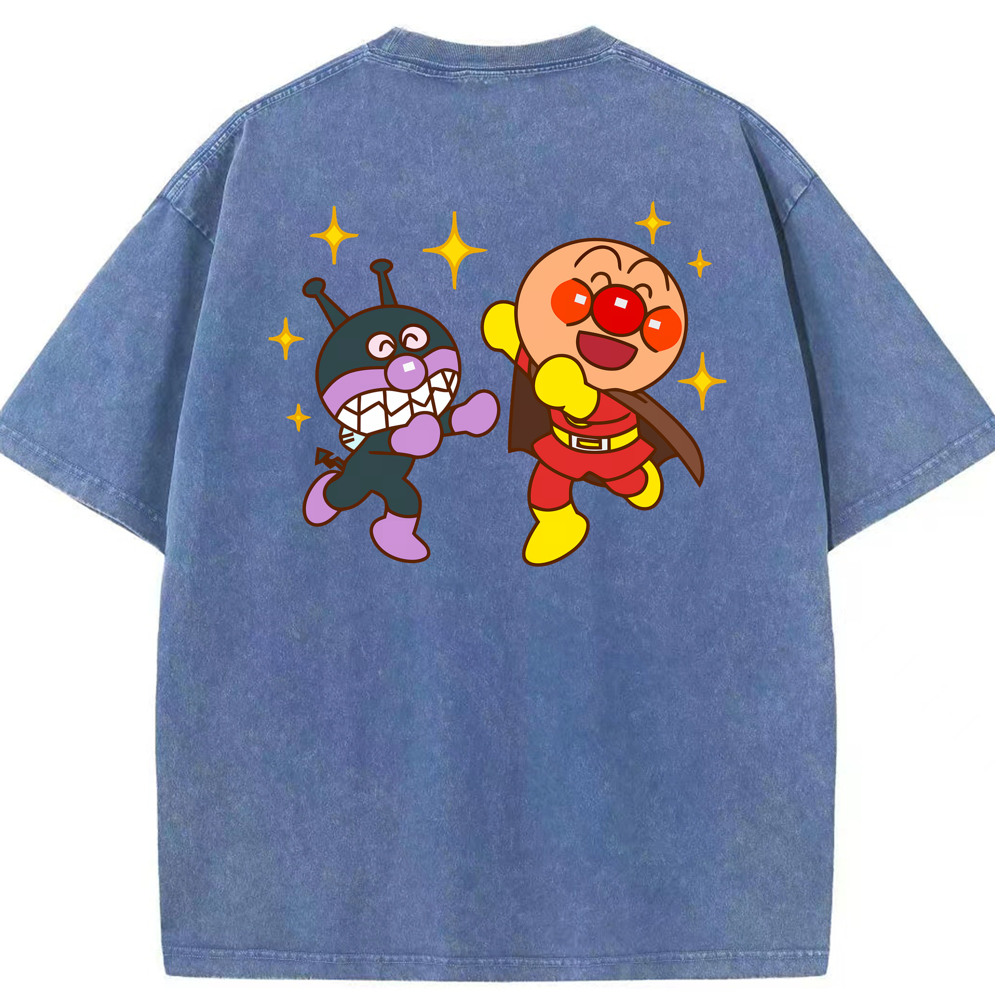 （画像用） アンパンマン Anpanman 綿100% ヴィンテージ風 半袖Tシャツ（背面プリント）