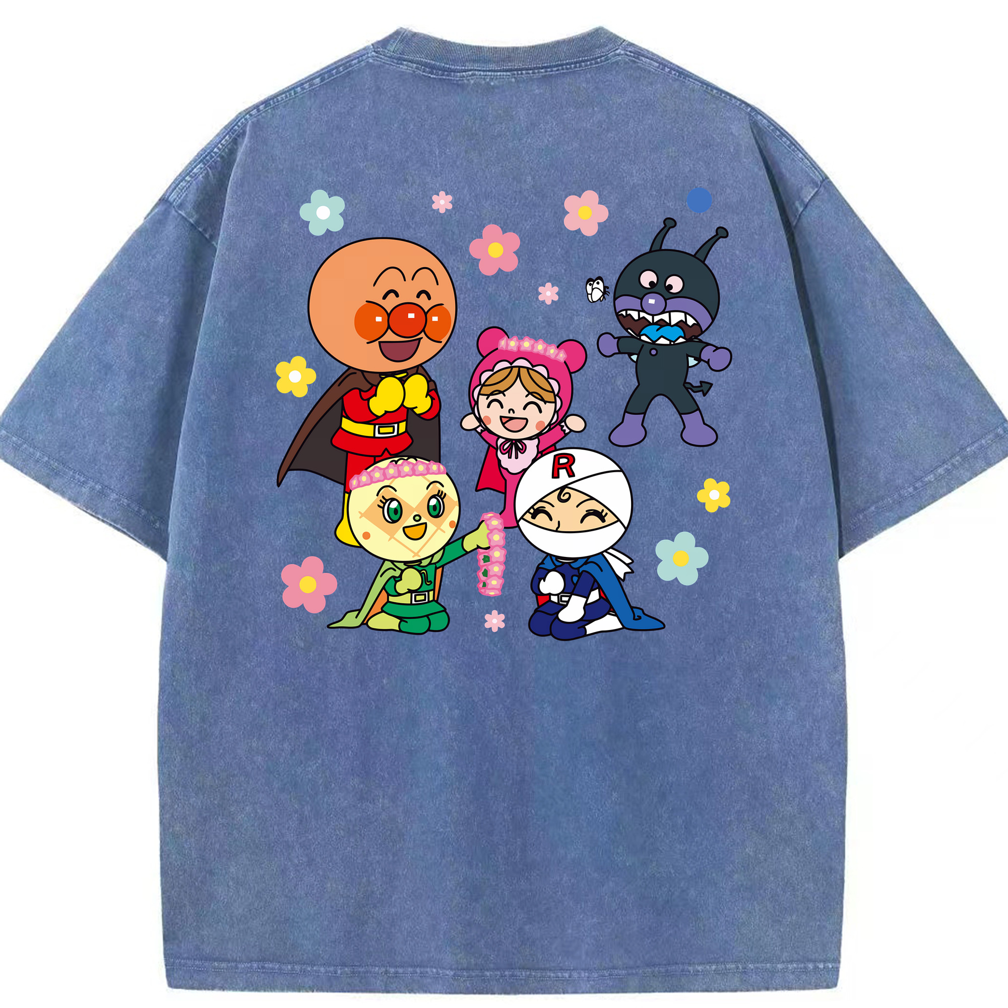 （画像用） アンパンマン Anpanman 綿100% ヴィンテージ風 半袖Tシャツ（背面プリント）