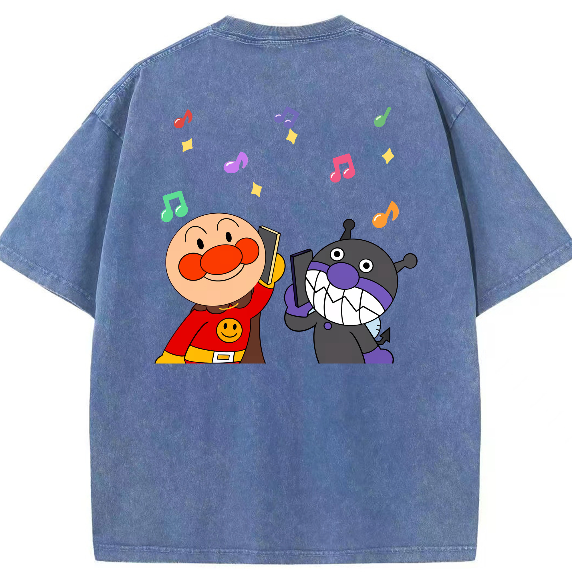 （画像用） アンパンマン Anpanman 綿100% ヴィンテージ風 半袖Tシャツ（背面プリント）