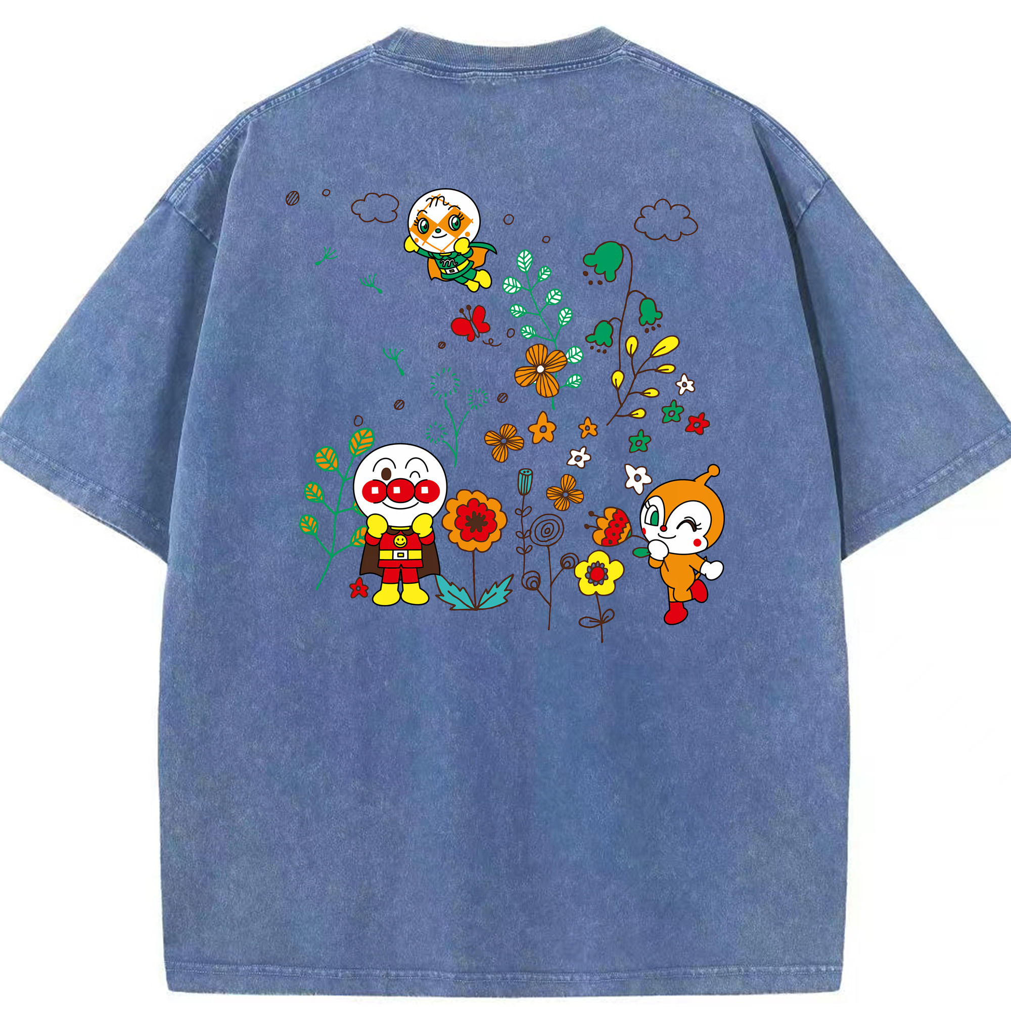 （画像用） アンパンマン Anpanman 綿100% ヴィンテージ風 半袖Tシャツ（背面プリント）
