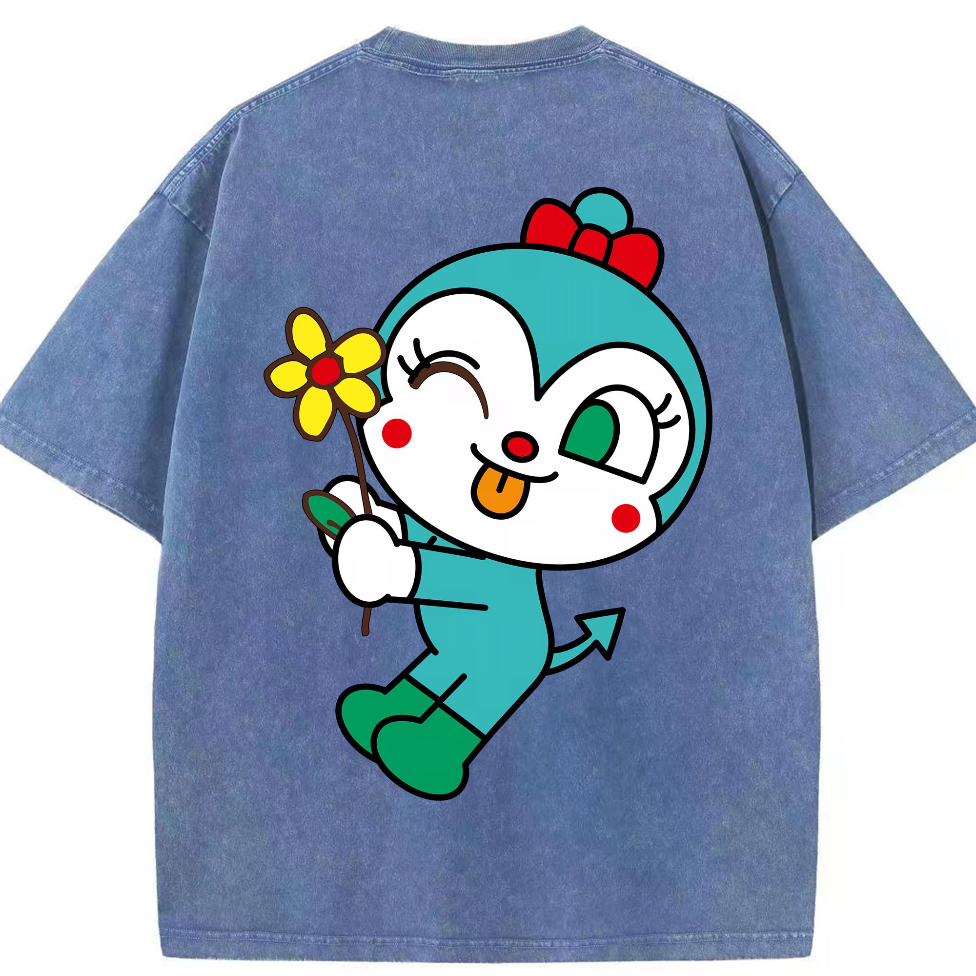 （画像用） アンパンマン Anpanman 綿100% ヴィンテージ風 半袖Tシャツ（背面プリント）