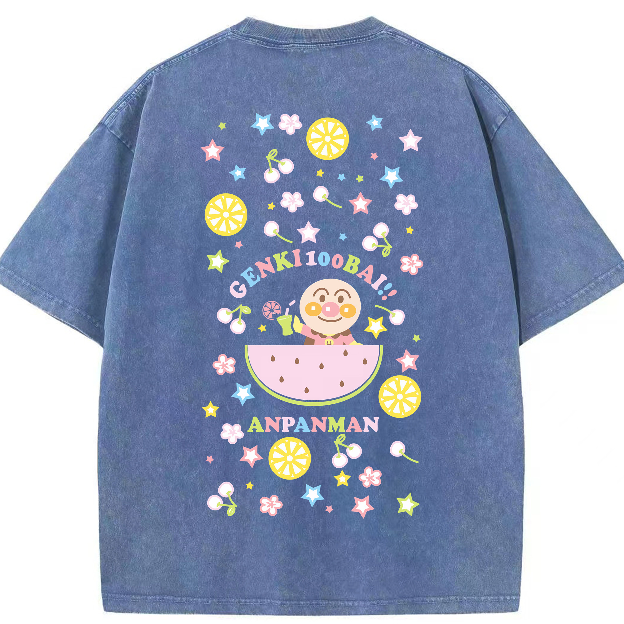 （画像用） アンパンマン Anpanman 綿100% ヴィンテージ風 半袖Tシャツ（背面プリント）