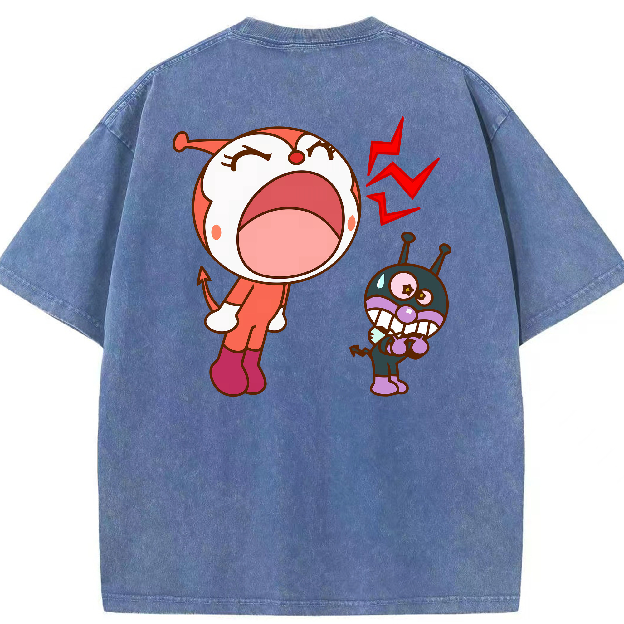 （画像用） アンパンマン Anpanman 綿100% ヴィンテージ風 半袖Tシャツ（背面プリント）