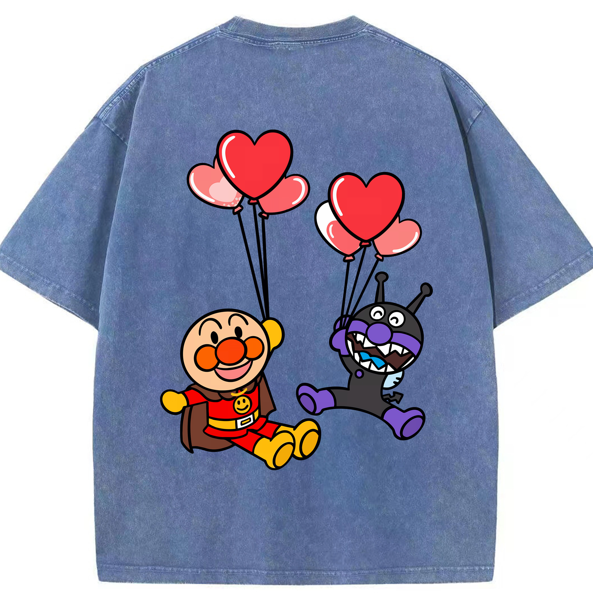 （画像用） アンパンマン Anpanman 綿100% ヴィンテージ風 半袖Tシャツ（背面プリント）