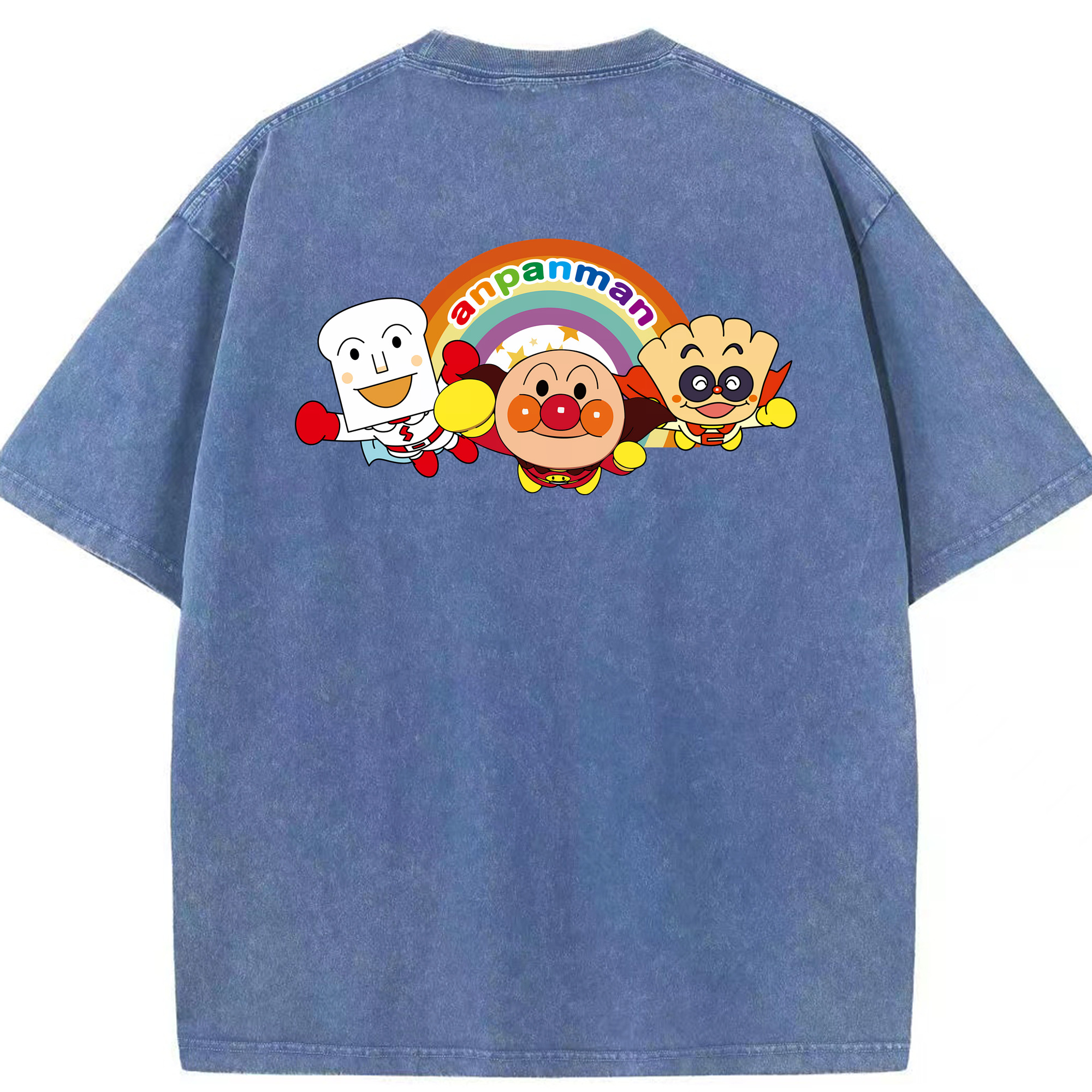 （画像用） アンパンマン Anpanman 綿100% ヴィンテージ風 半袖Tシャツ（背面プリント）