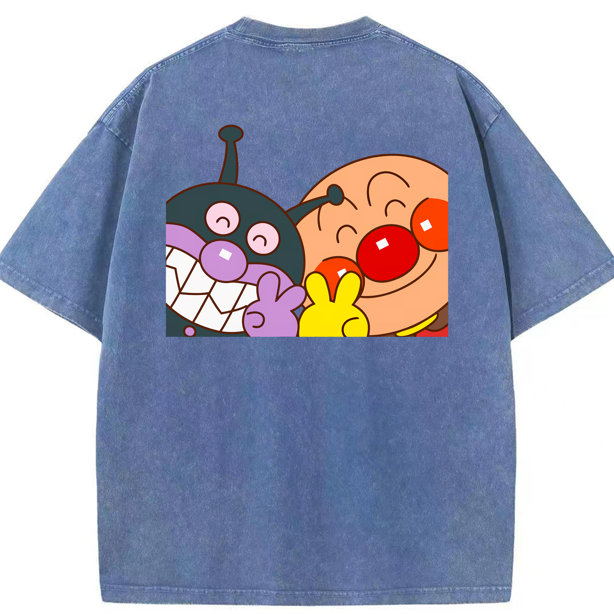 （画像用） アンパンマン Anpanman 綿100% ヴィンテージ風 半袖Tシャツ（背面プリント）