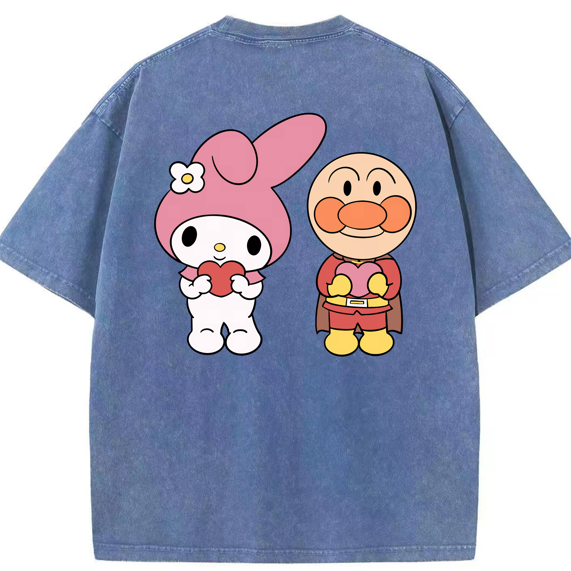 （画像用） アンパンマン Anpanman 綿100% ヴィンテージ風 半袖Tシャツ（背面プリント）