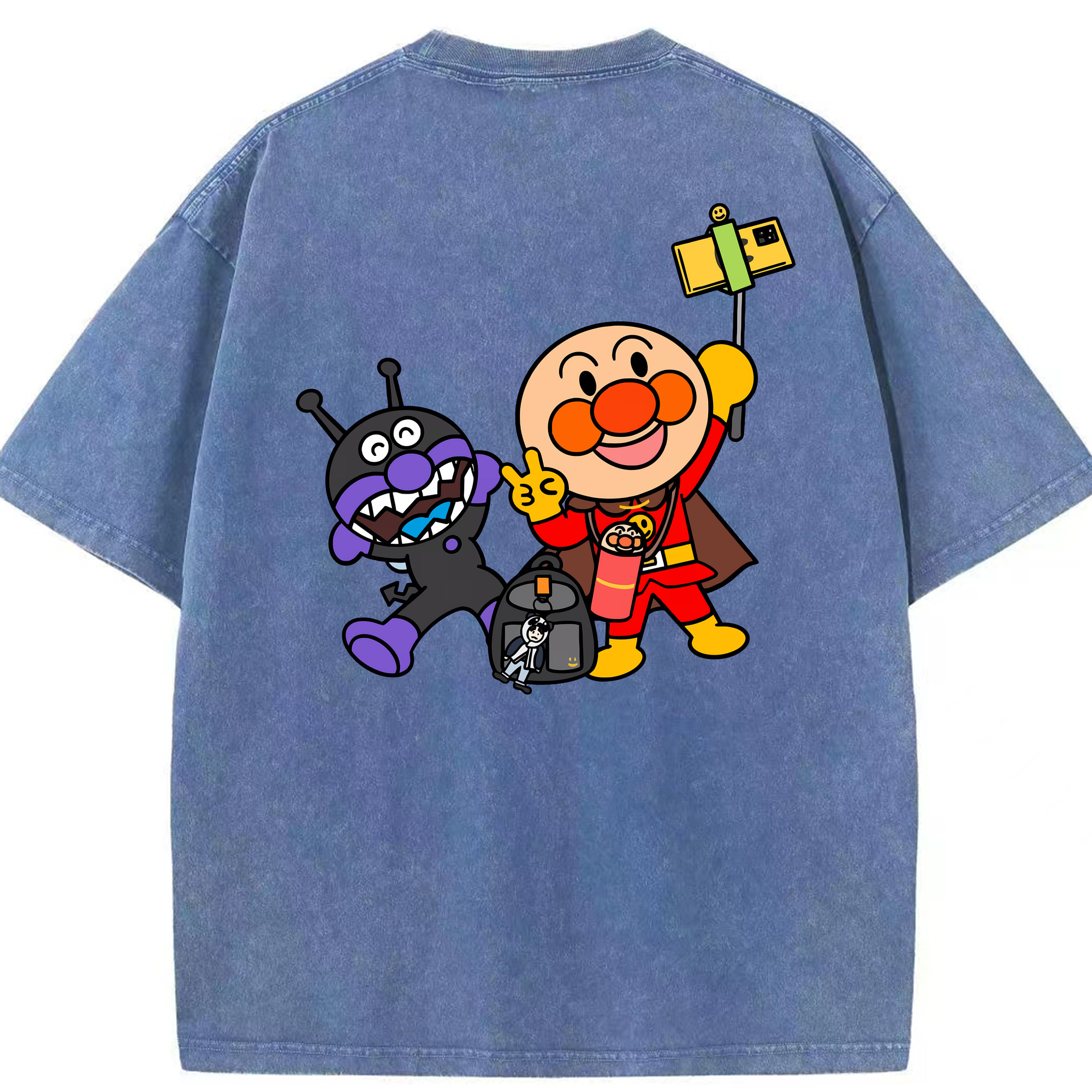 （画像用） アンパンマン Anpanman 綿100% ヴィンテージ風 半袖Tシャツ（背面プリント）