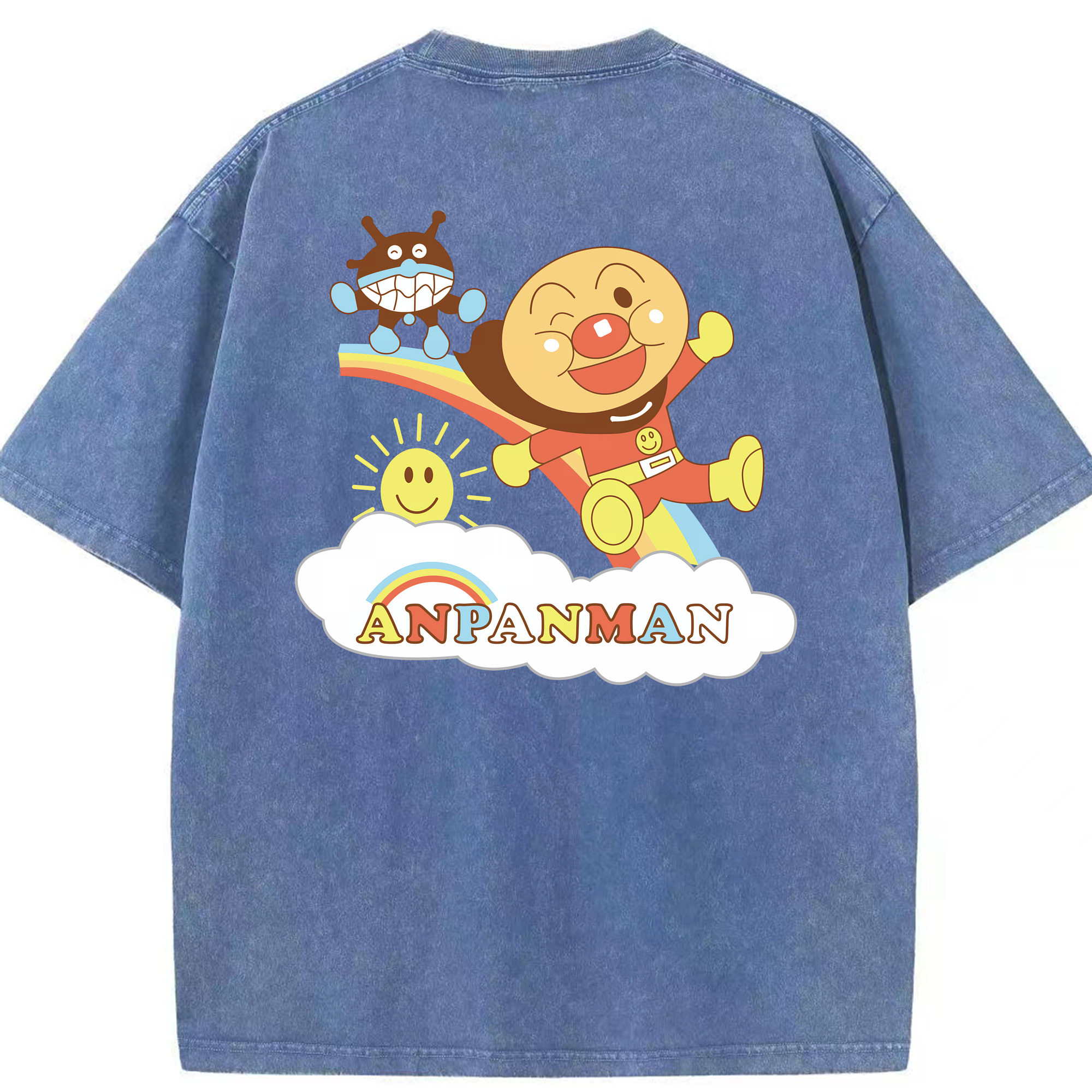 （画像用） アンパンマン Anpanman 綿100% ヴィンテージ風 半袖Tシャツ（背面プリント）