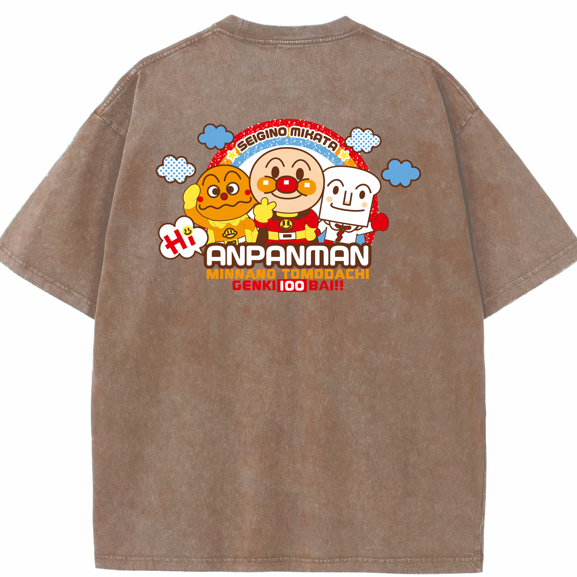 （画像用） アンパンマン Anpanman 綿100% ヴィンテージ風 半袖Tシャツ（背面プリント）