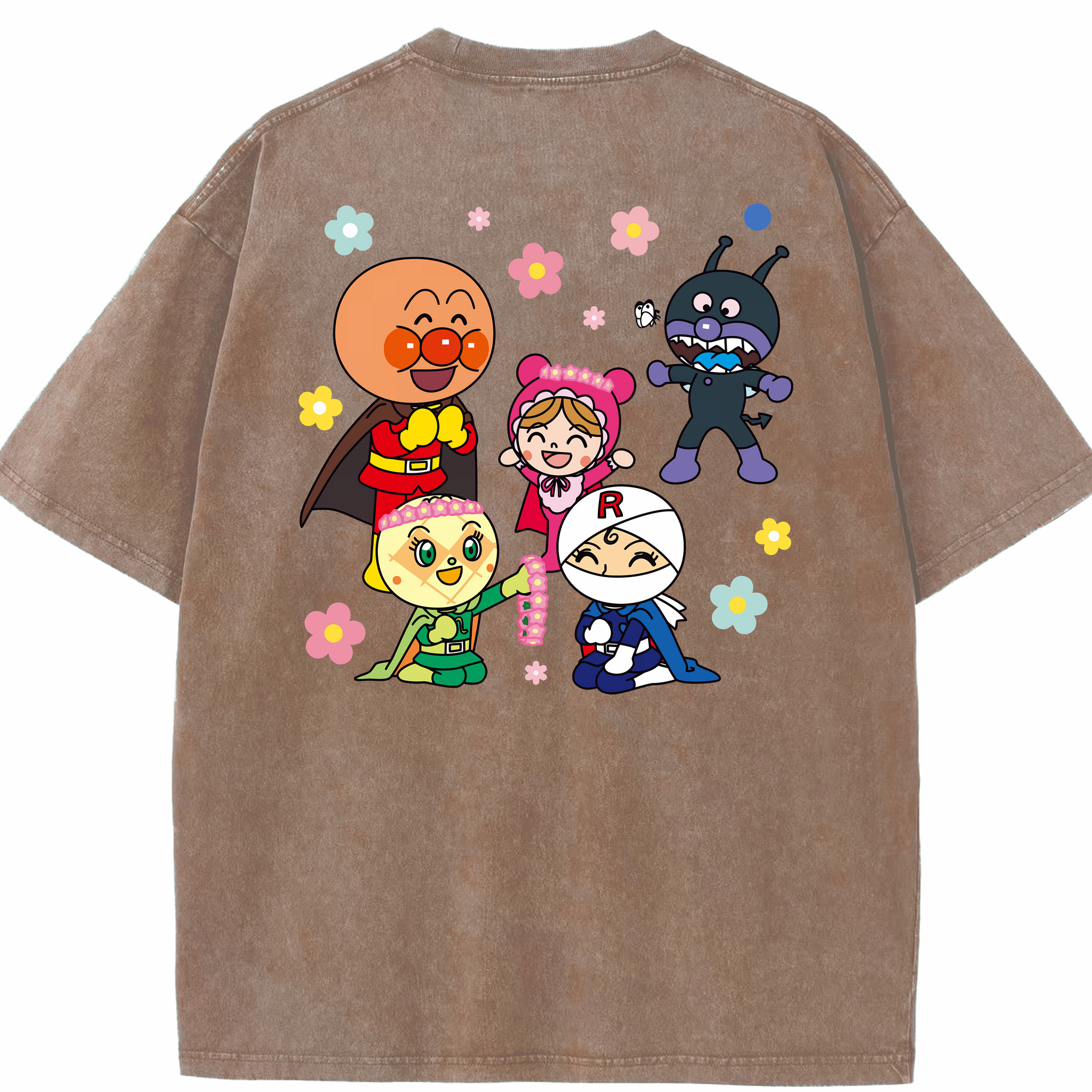（画像用） アンパンマン Anpanman 綿100% ヴィンテージ風 半袖Tシャツ（背面プリント）
