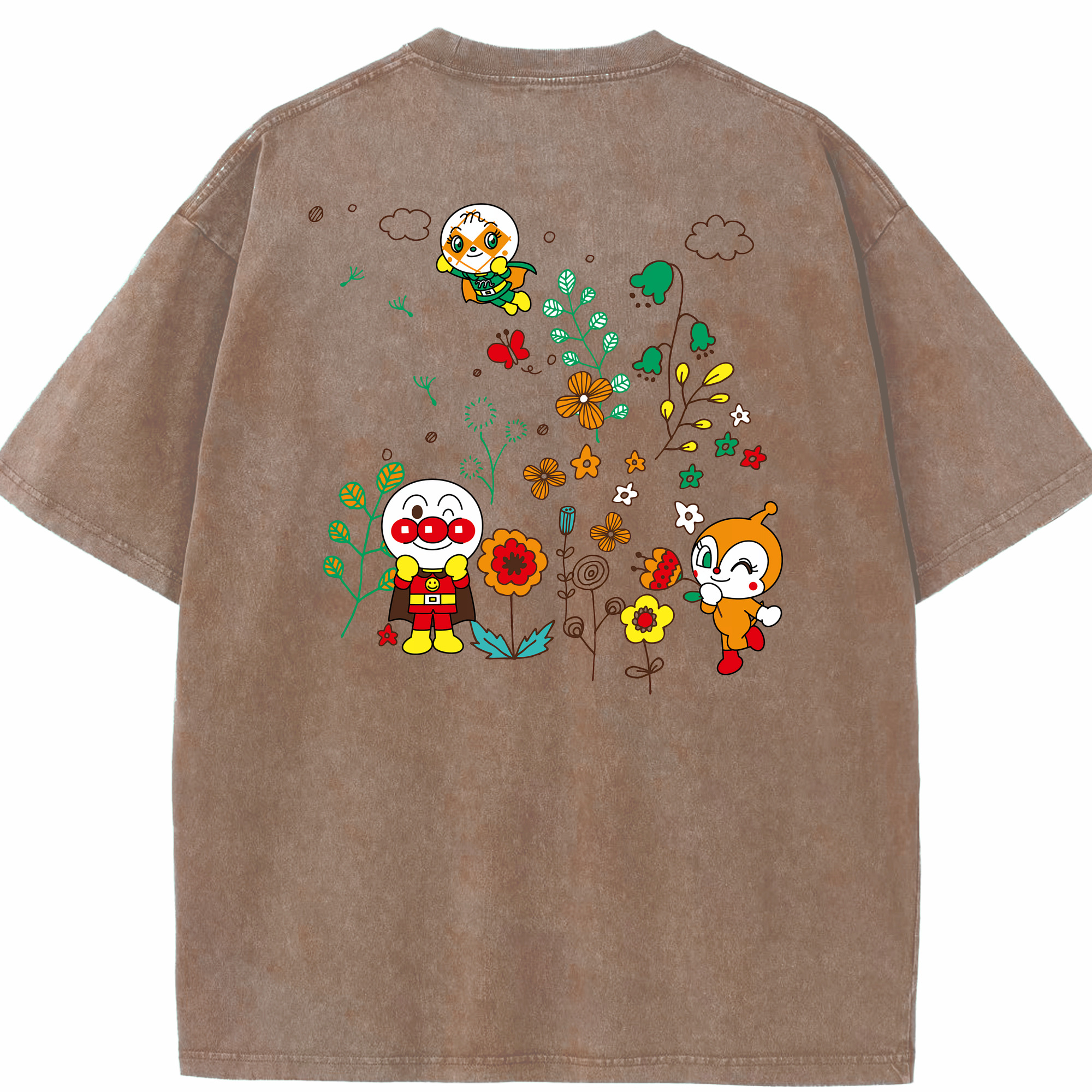 （画像用） アンパンマン Anpanman 綿100% ヴィンテージ風 半袖Tシャツ（背面プリント）
