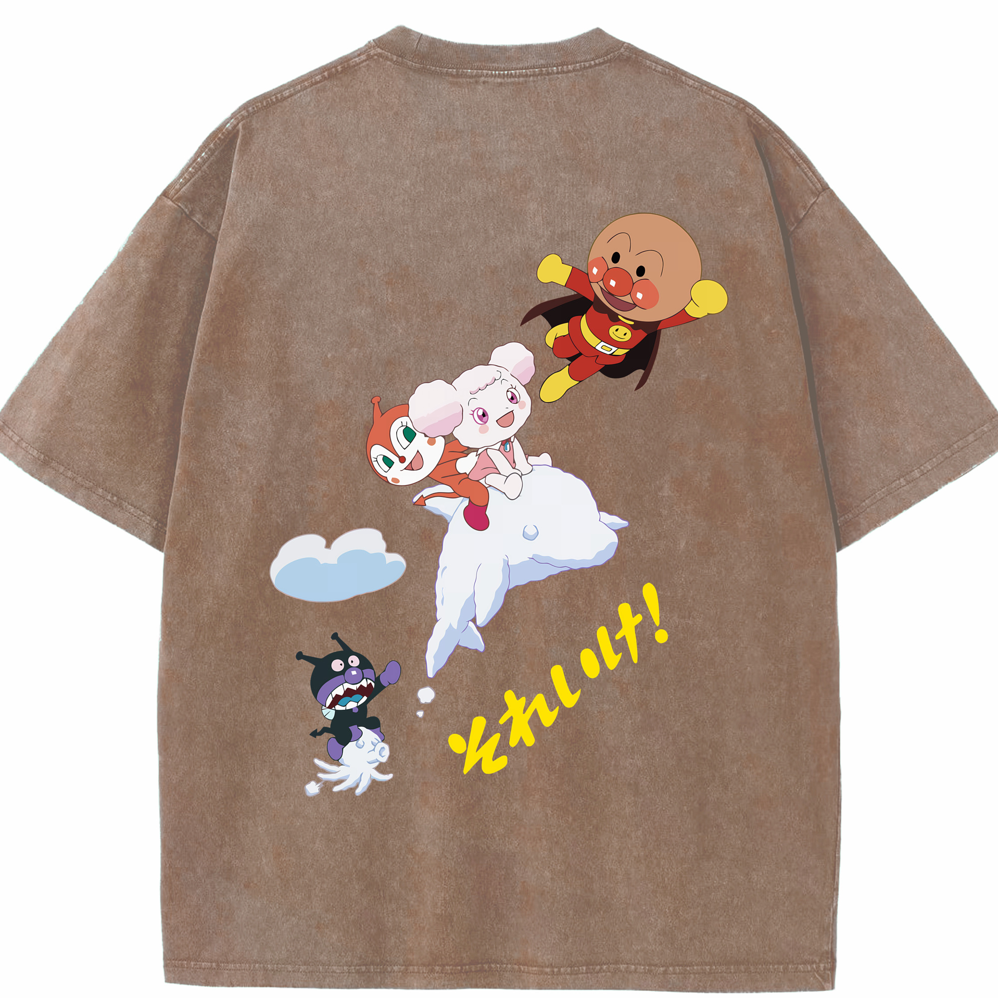 （画像用） アンパンマン Anpanman 綿100% ヴィンテージ風 半袖Tシャツ（背面プリント）
