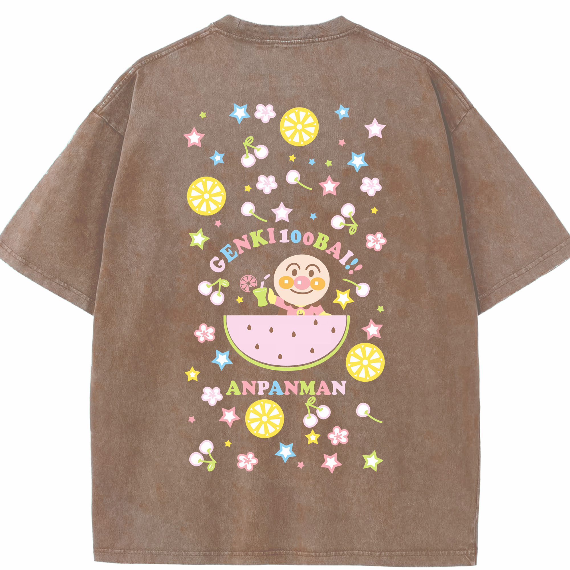 （画像用） アンパンマン Anpanman 綿100% ヴィンテージ風 半袖Tシャツ（背面プリント）