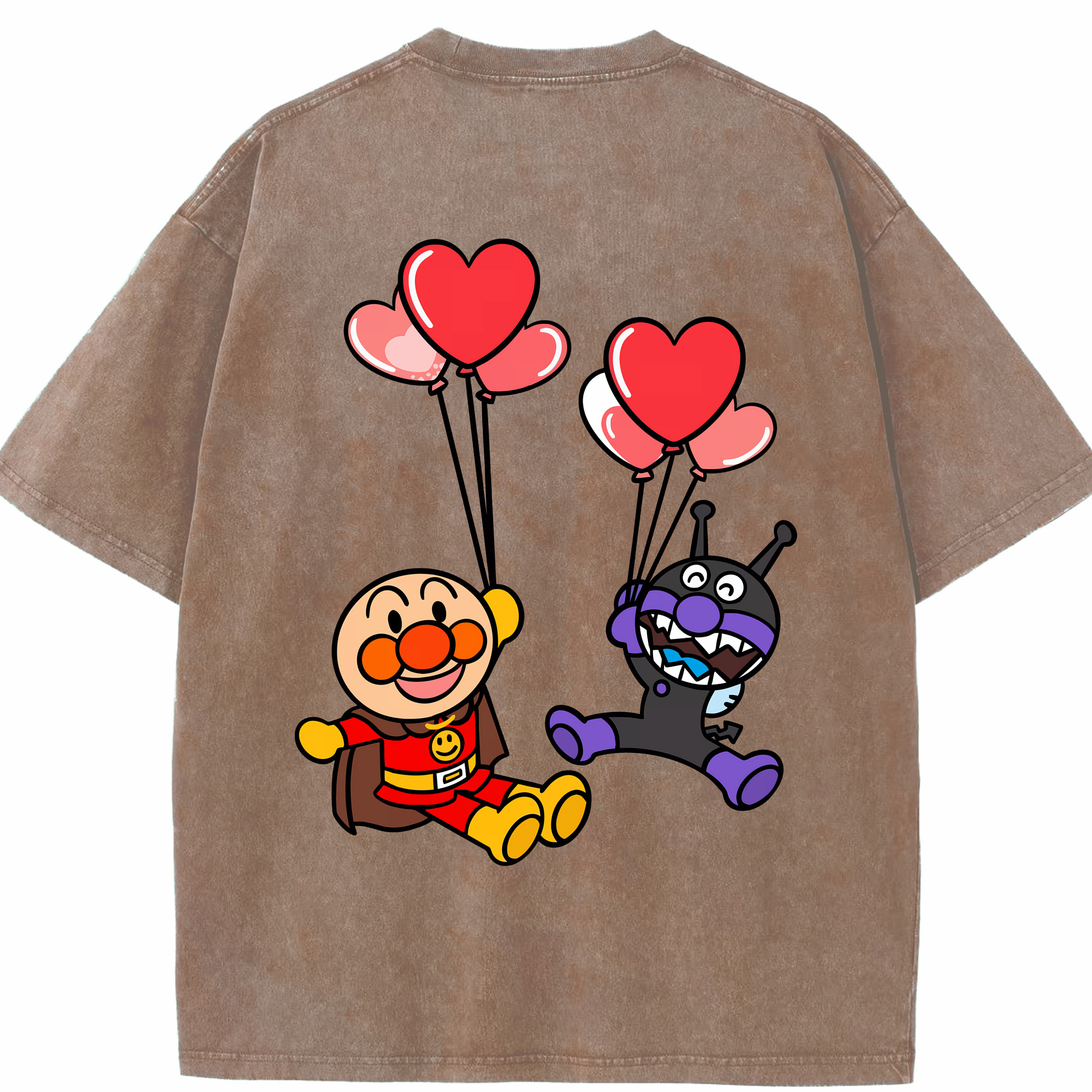 （画像用） アンパンマン Anpanman 綿100% ヴィンテージ風 半袖Tシャツ（背面プリント）