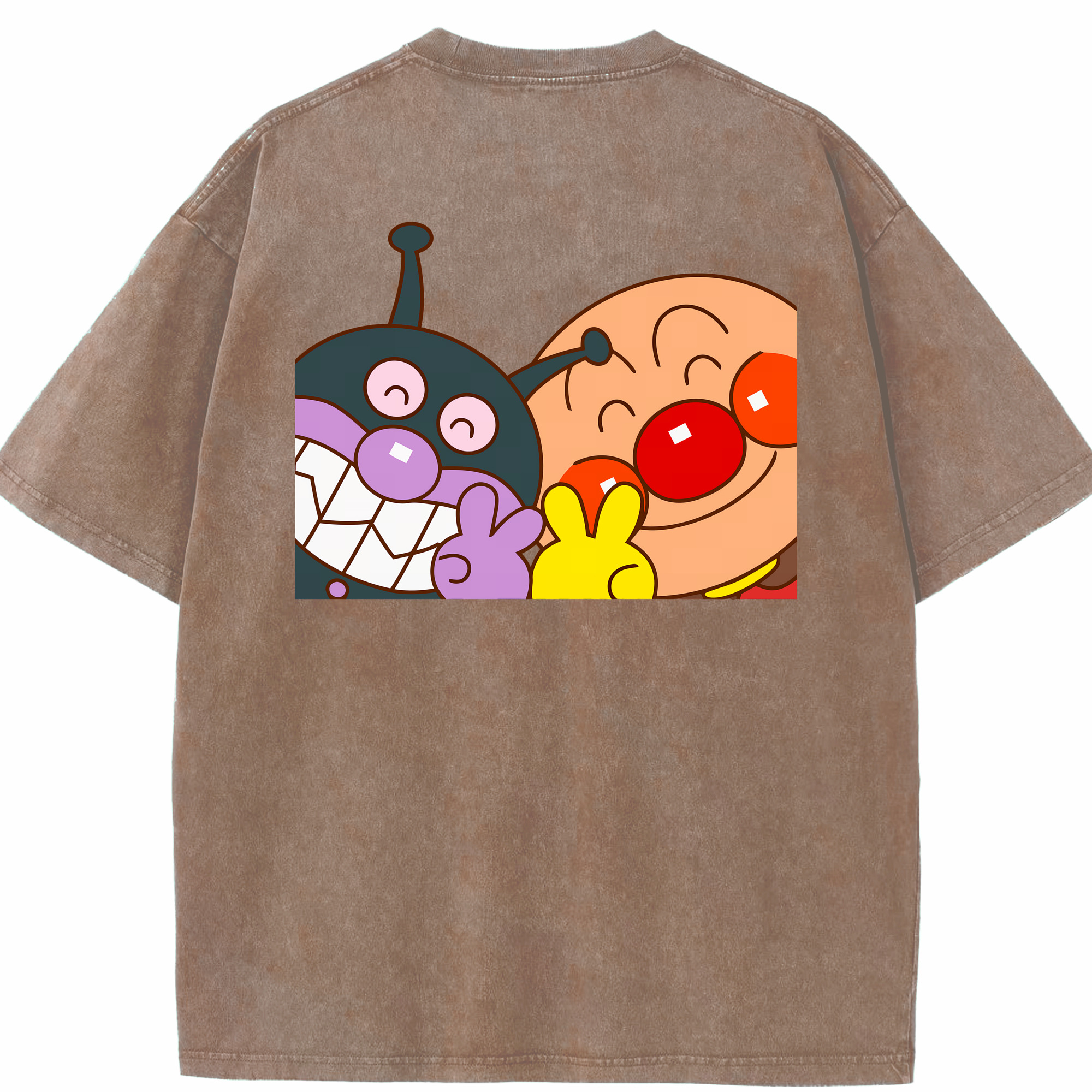 （画像用） アンパンマン Anpanman 綿100% ヴィンテージ風 半袖Tシャツ（背面プリント）