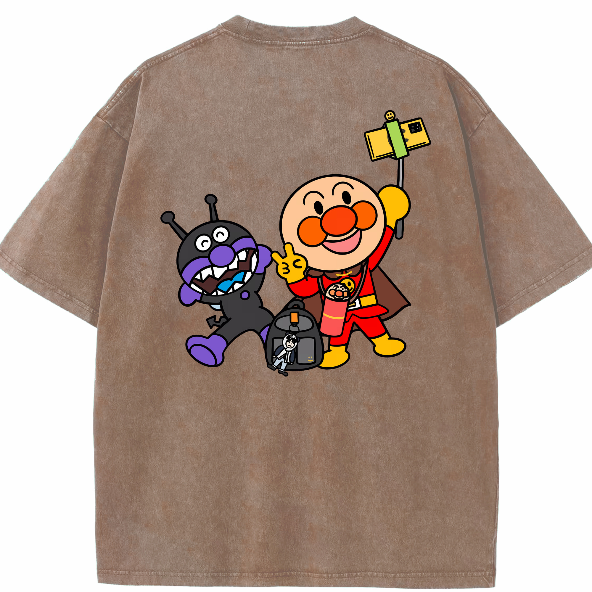 （画像用） アンパンマン Anpanman 綿100% ヴィンテージ風 半袖Tシャツ（背面プリント）