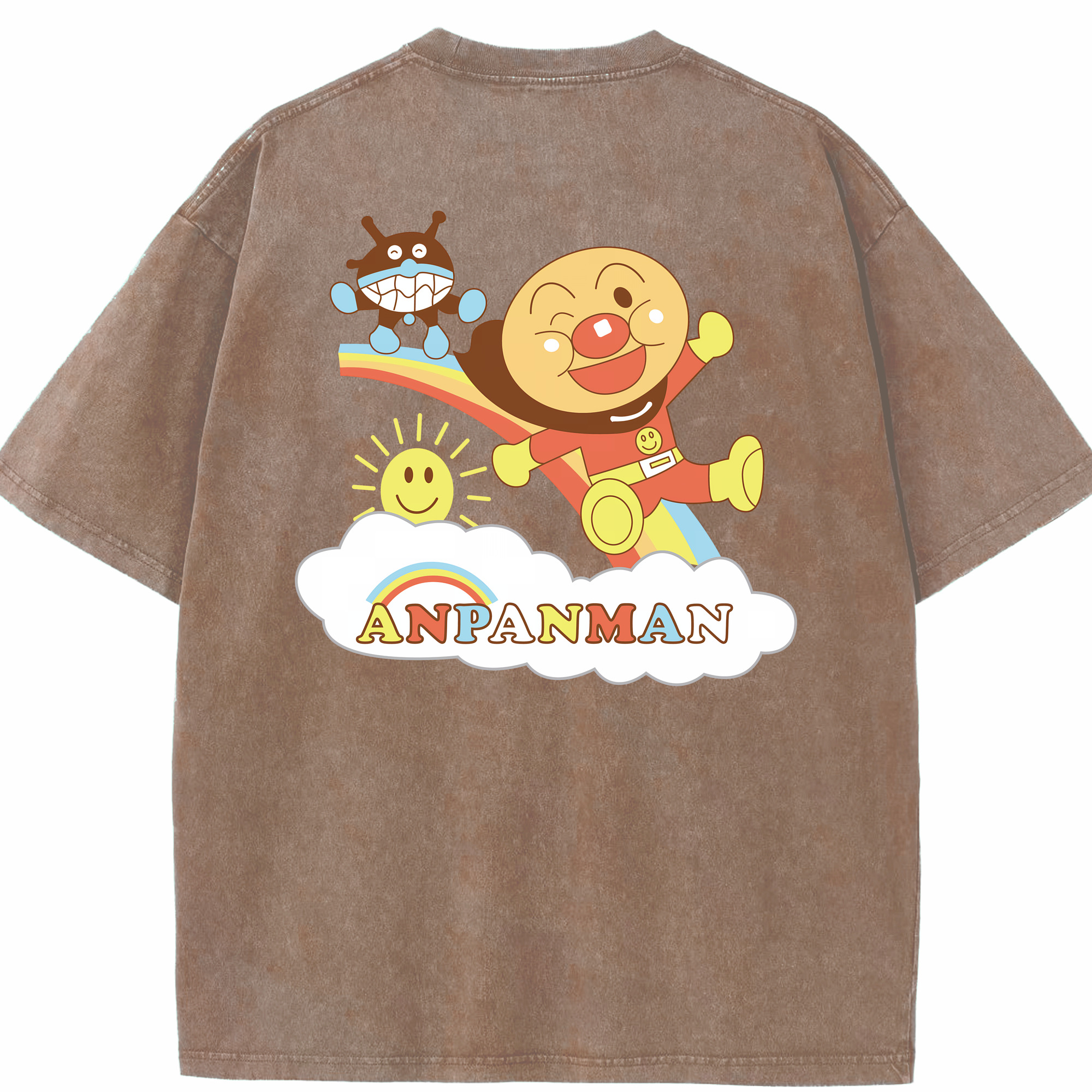 （画像用） アンパンマン Anpanman 綿100% ヴィンテージ風 半袖Tシャツ（背面プリント）