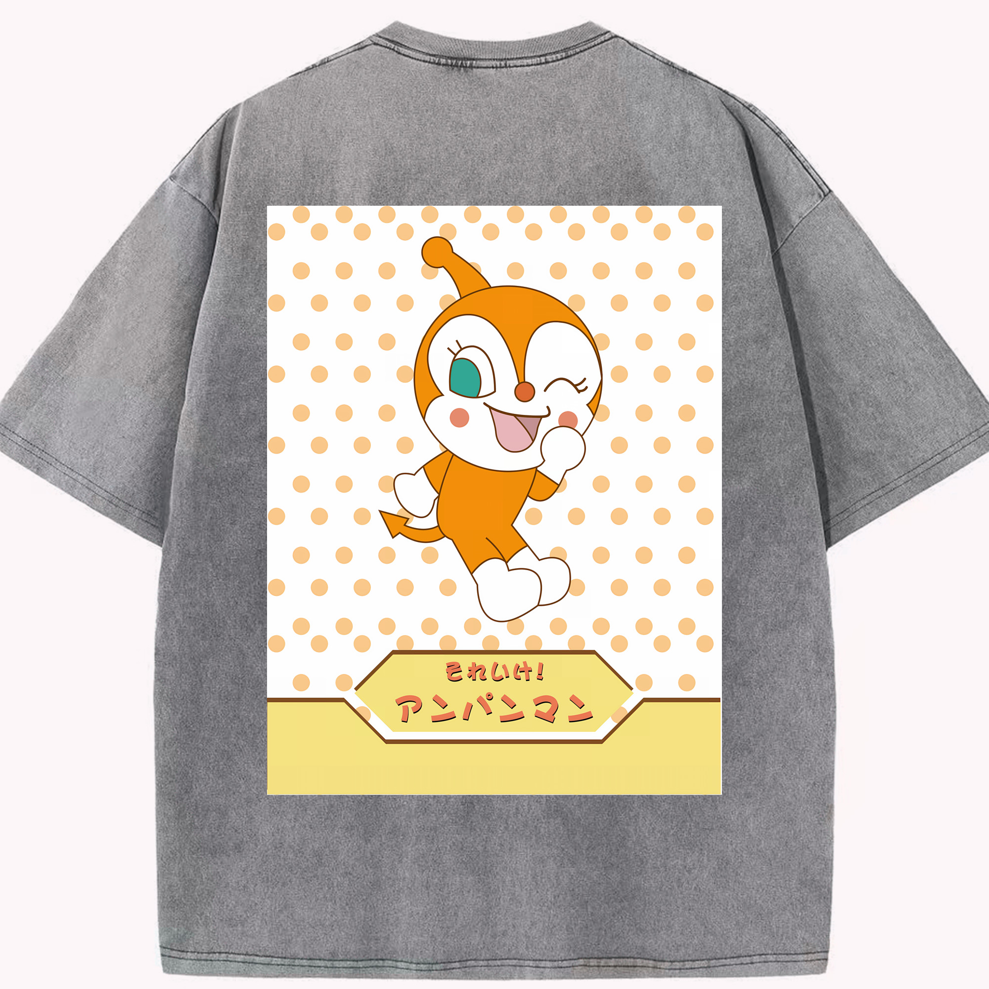 （画像用） アンパンマン Anpanman 綿100% ヴィンテージ風 半袖Tシャツ（背面プリント）