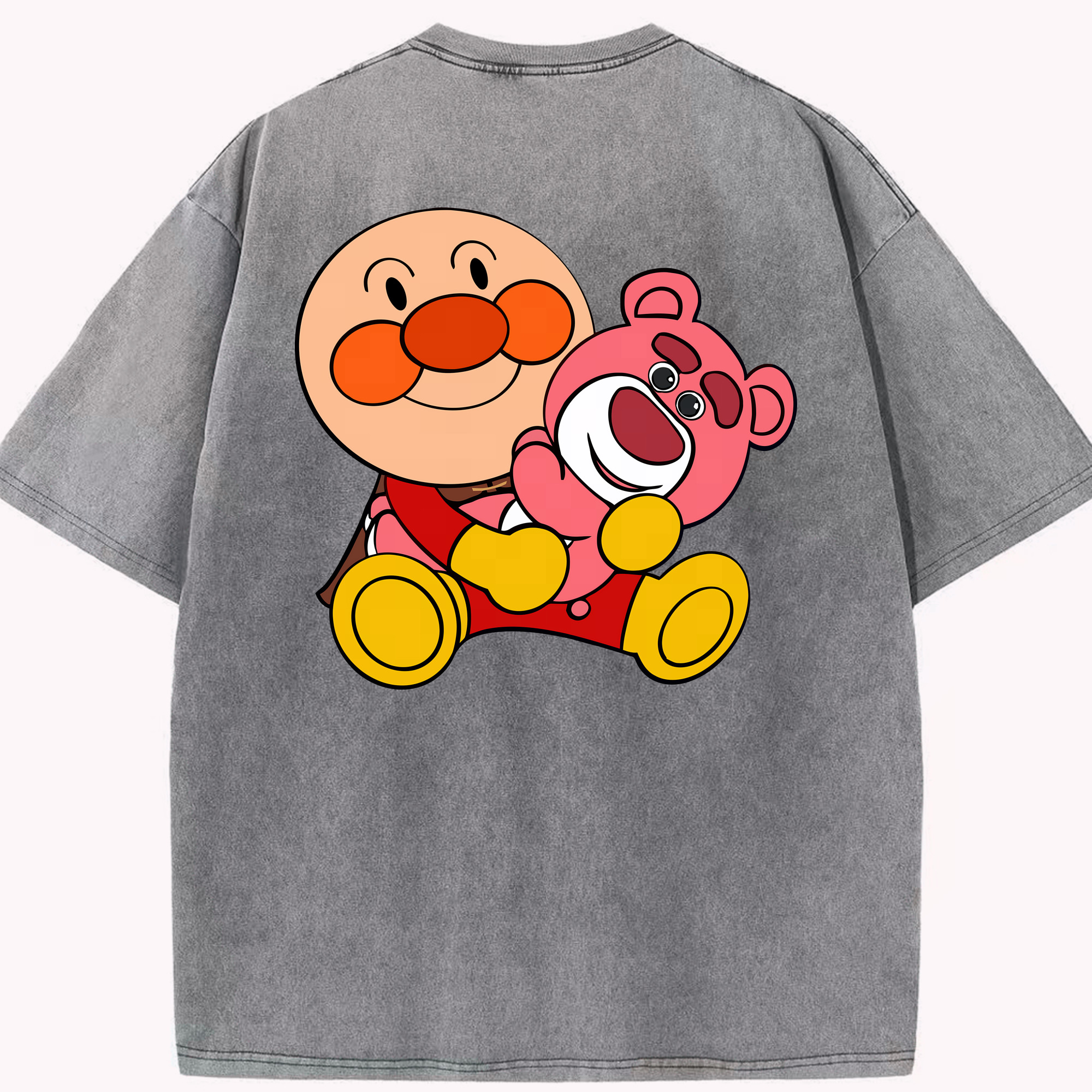 （画像用） アンパンマン Anpanman 綿100% ヴィンテージ風 半袖Tシャツ（背面プリント）