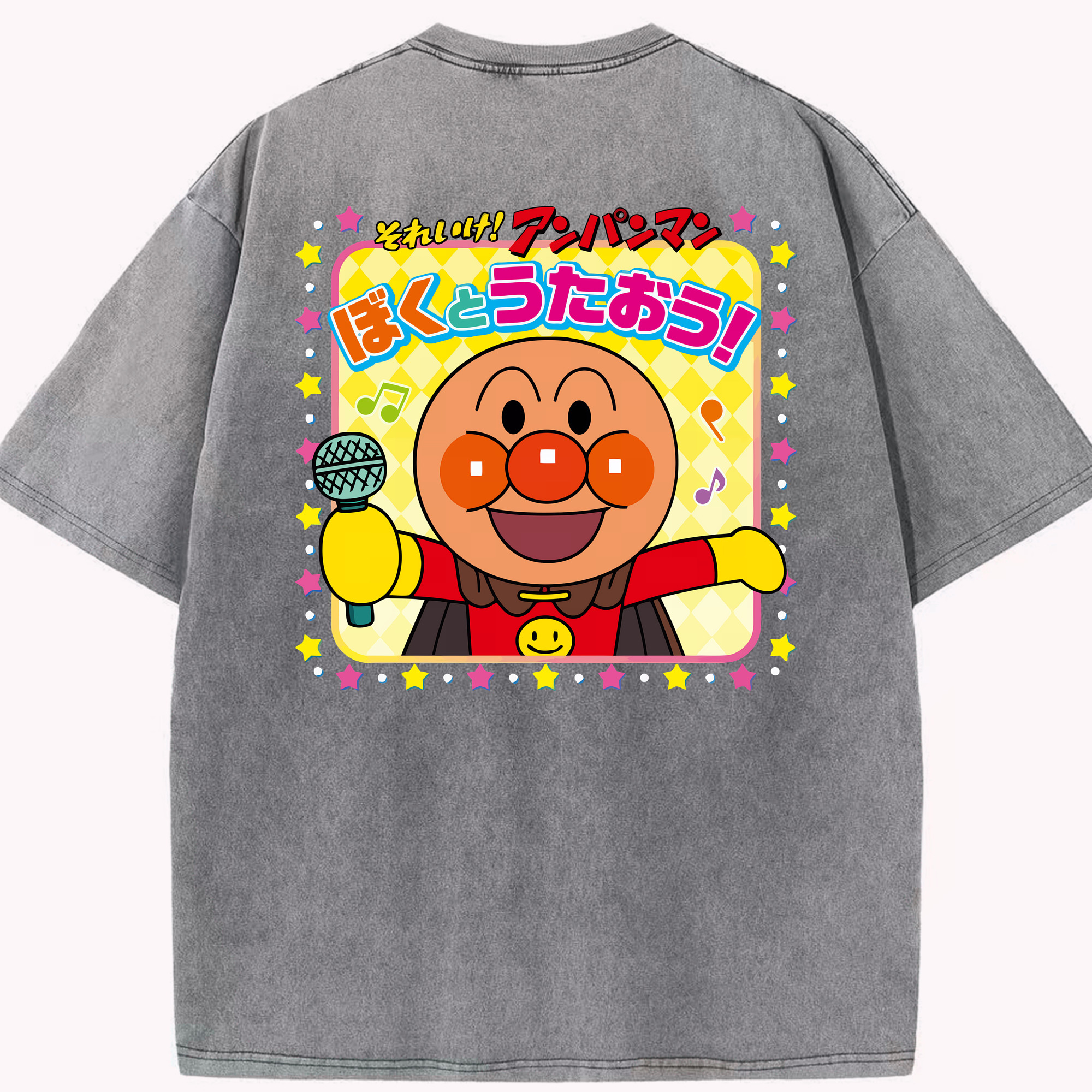 （画像用） アンパンマン Anpanman 綿100% ヴィンテージ風 半袖Tシャツ（背面プリント）