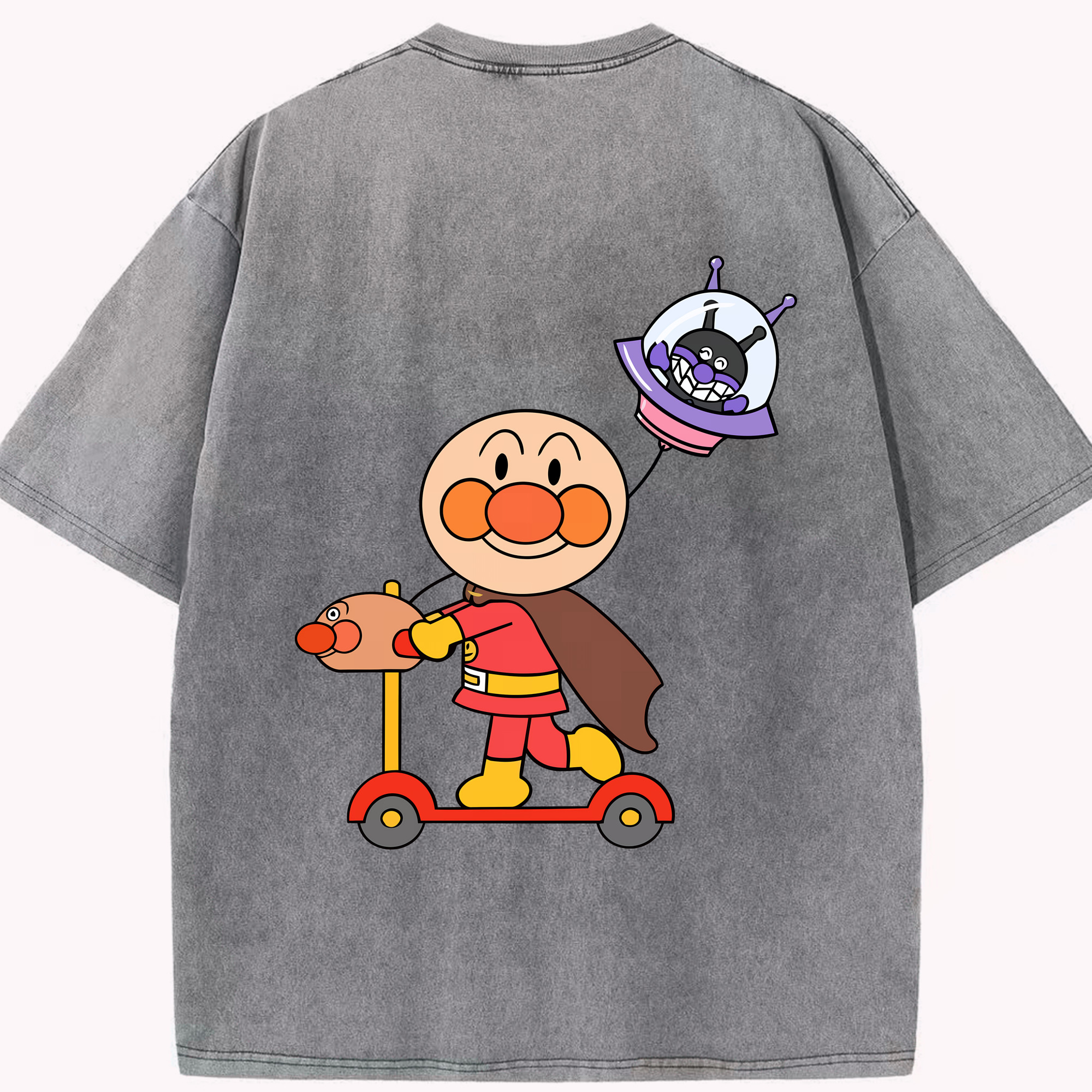 （画像用） アンパンマン Anpanman 綿100% ヴィンテージ風 半袖Tシャツ（背面プリント）