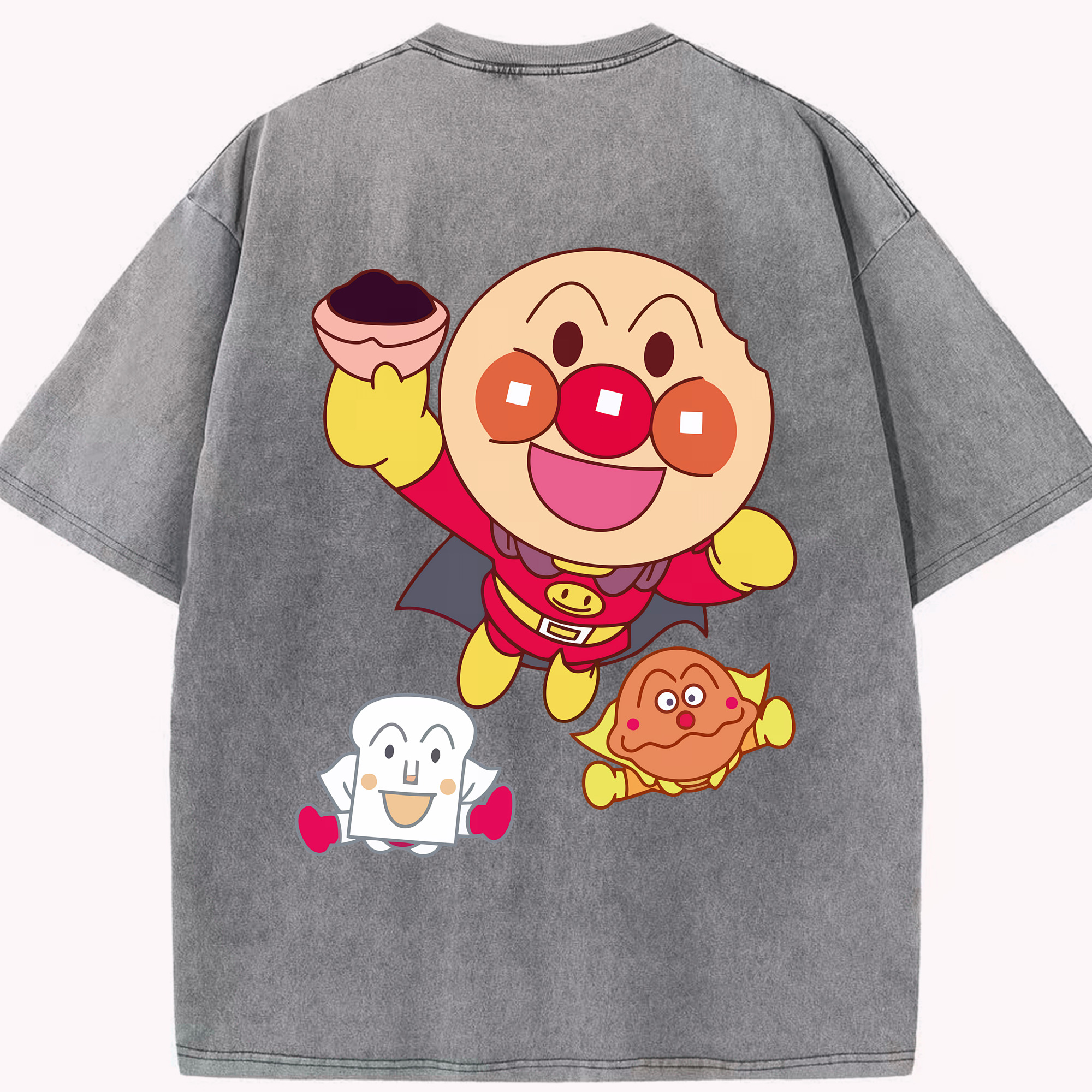 （画像用） アンパンマン Anpanman 綿100% ヴィンテージ風 半袖Tシャツ（背面プリント）