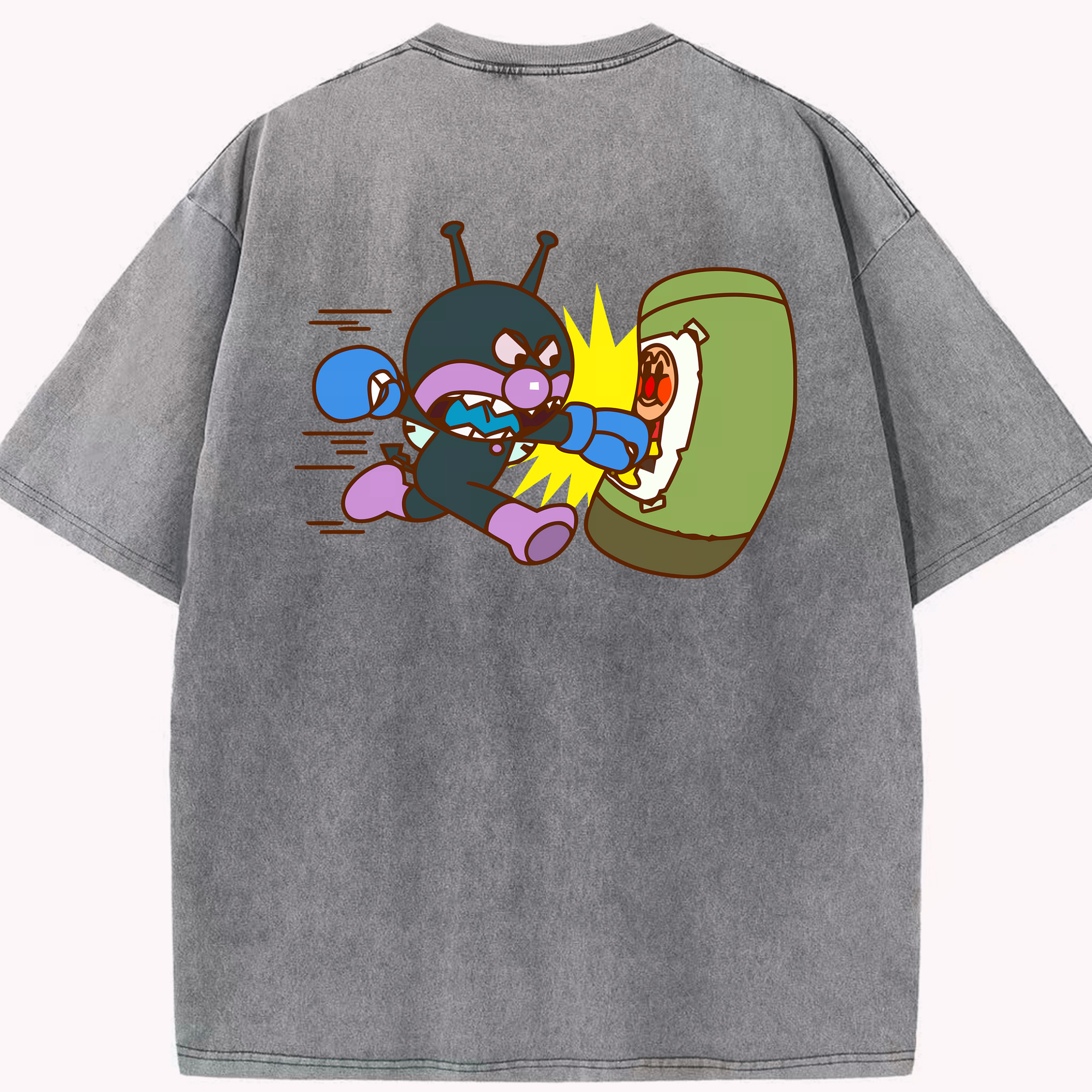（画像用） アンパンマン Anpanman 綿100% ヴィンテージ風 半袖Tシャツ（背面プリント）