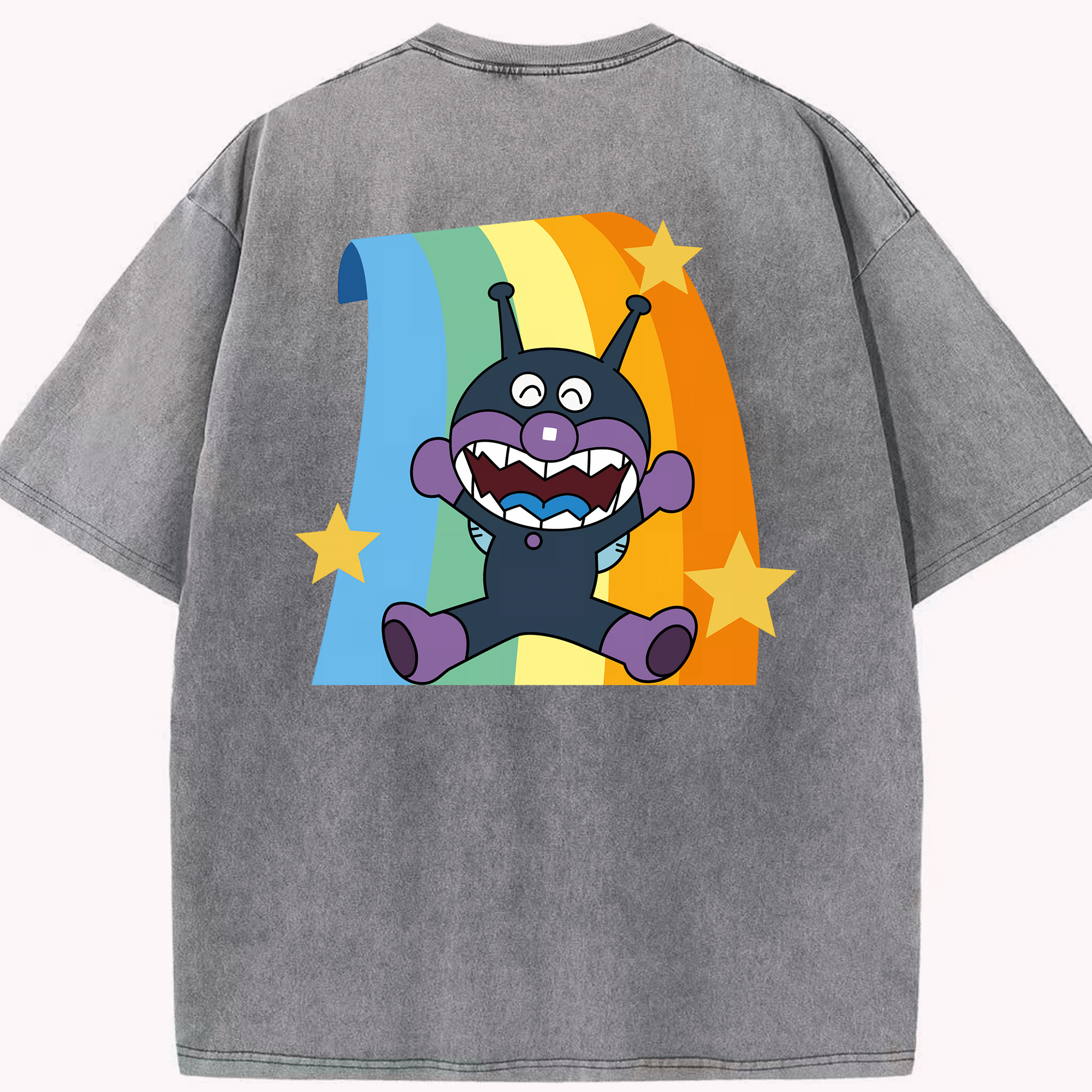 （画像用） アンパンマン Anpanman 綿100% ヴィンテージ風 半袖Tシャツ（背面プリント）