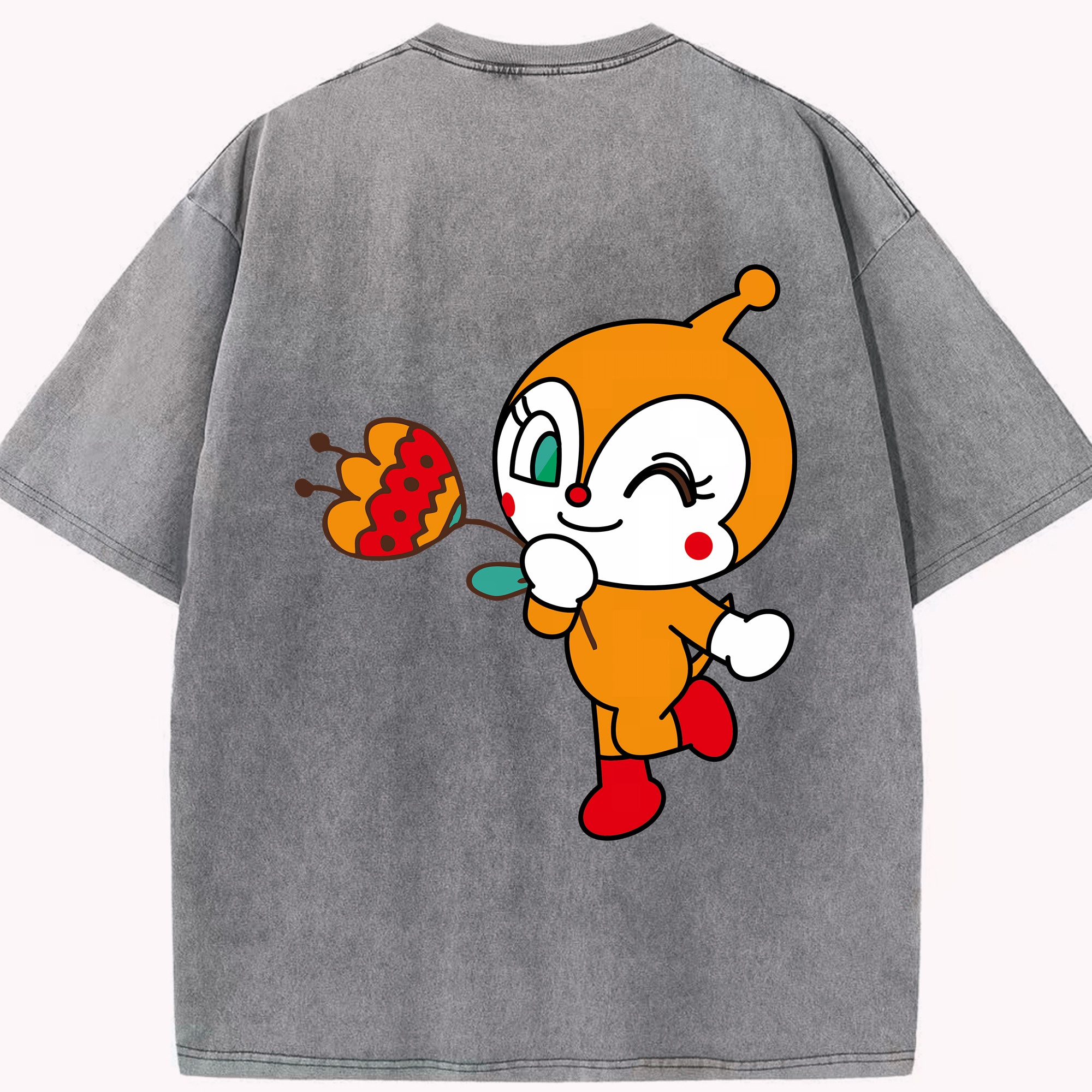 （画像用） アンパンマン Anpanman 綿100% ヴィンテージ風 半袖Tシャツ（背面プリント）