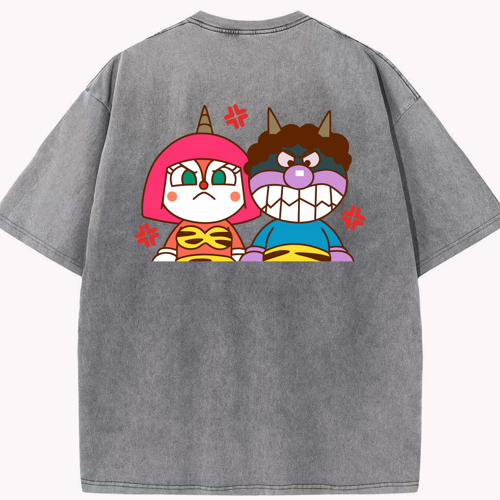 （画像用） アンパンマン Anpanman 綿100% ヴィンテージ風 半袖Tシャツ（背面プリント）