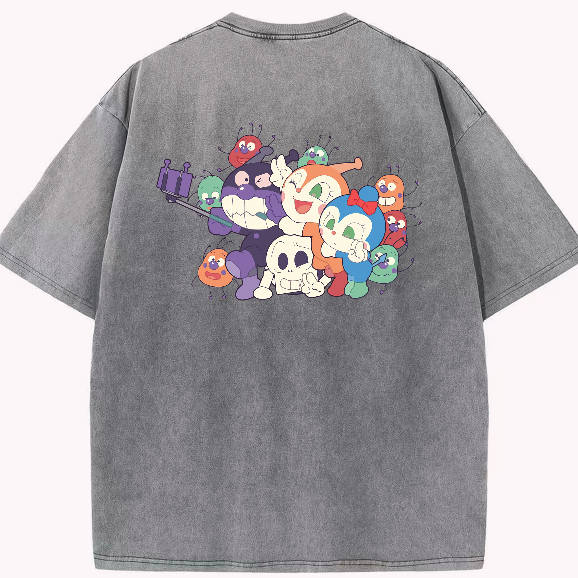 （画像用） アンパンマン Anpanman 綿100% ヴィンテージ風 半袖Tシャツ（背面プリント）