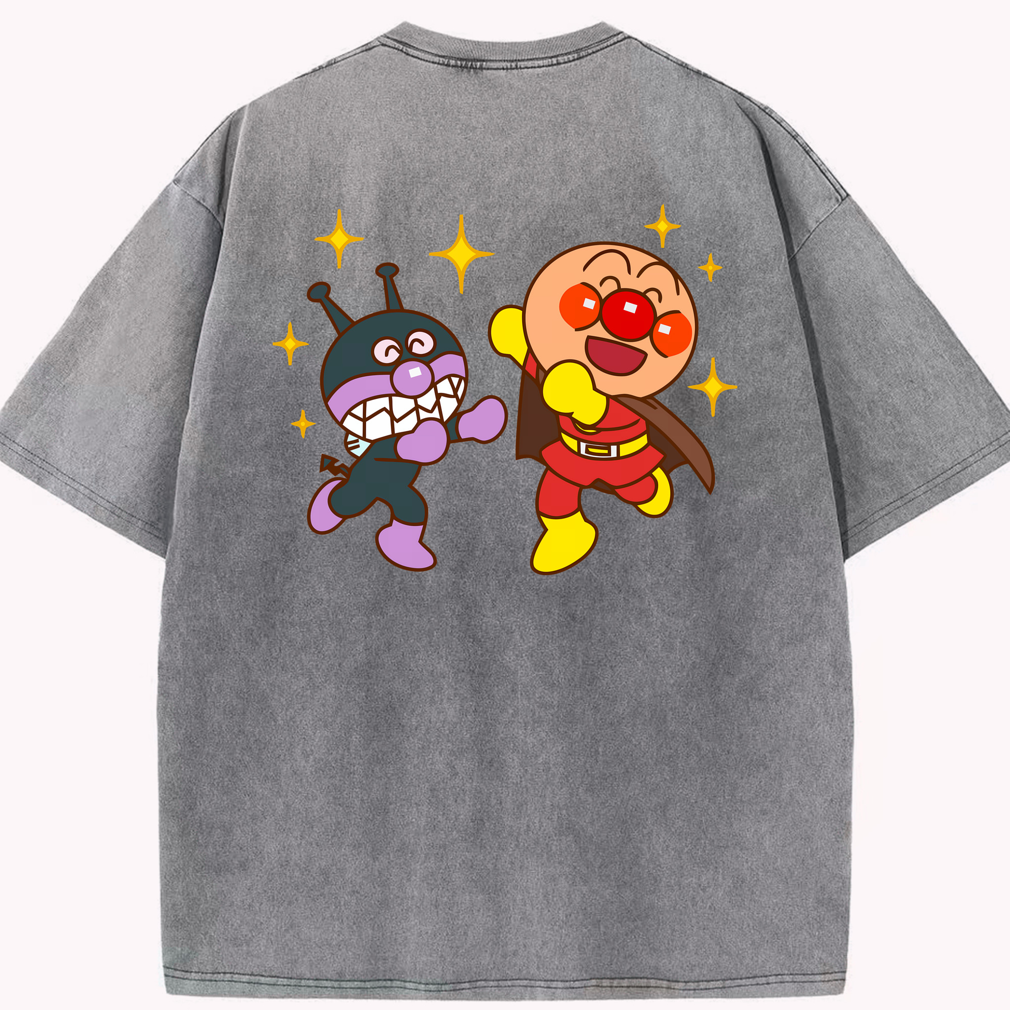 （画像用） アンパンマン Anpanman 綿100% ヴィンテージ風 半袖Tシャツ（背面プリント）