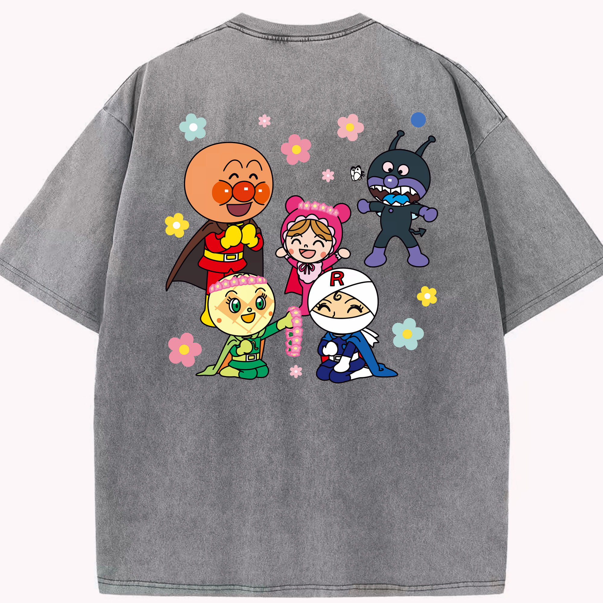 （画像用） アンパンマン Anpanman 綿100% ヴィンテージ風 半袖Tシャツ（背面プリント）