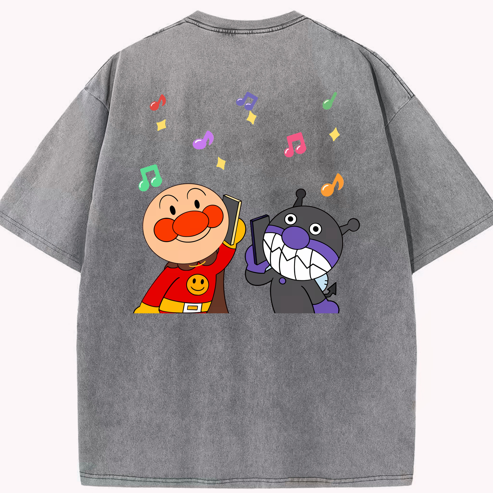 （画像用） アンパンマン Anpanman 綿100% ヴィンテージ風 半袖Tシャツ（背面プリント）
