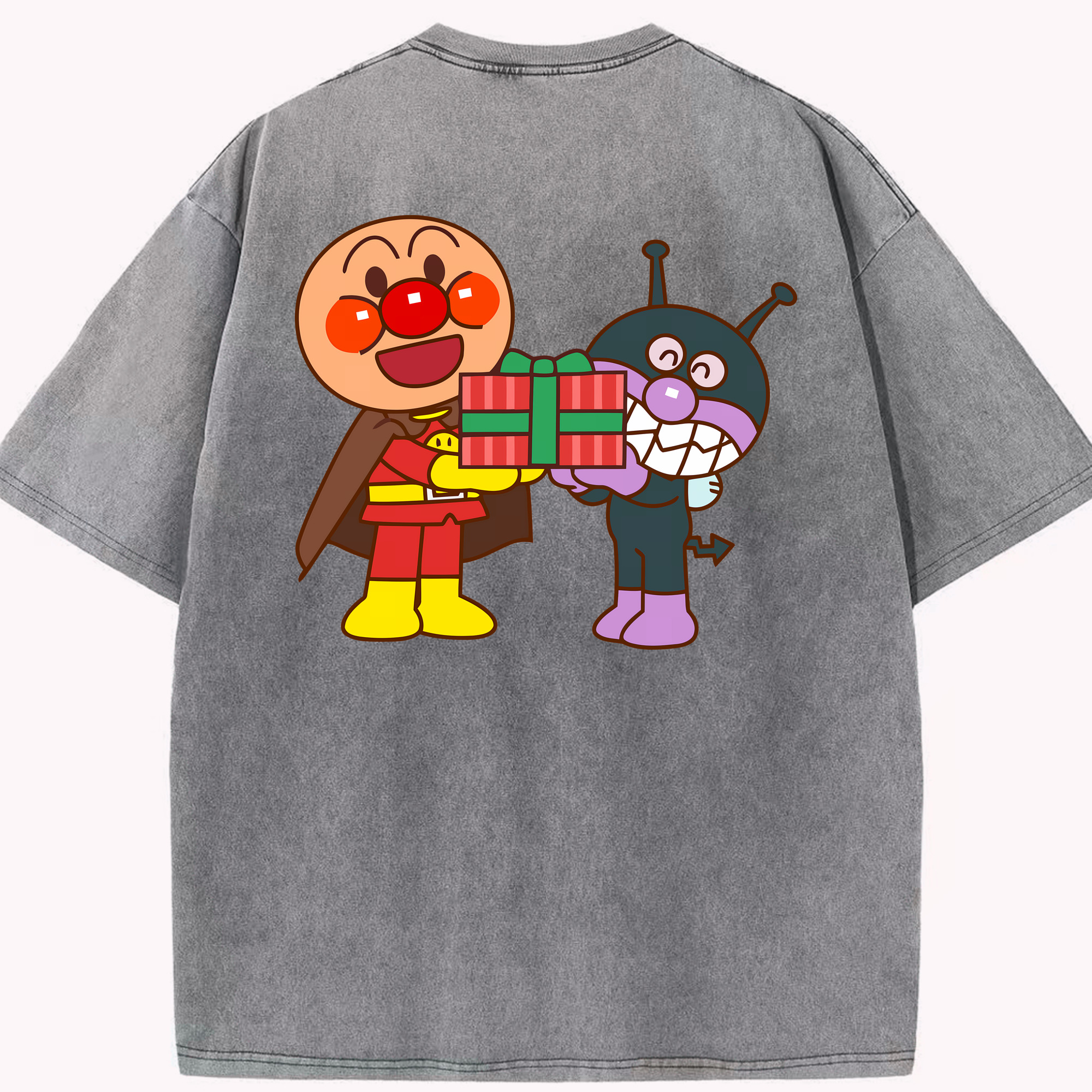 （画像用） アンパンマン Anpanman 綿100% ヴィンテージ風 半袖Tシャツ（背面プリント）