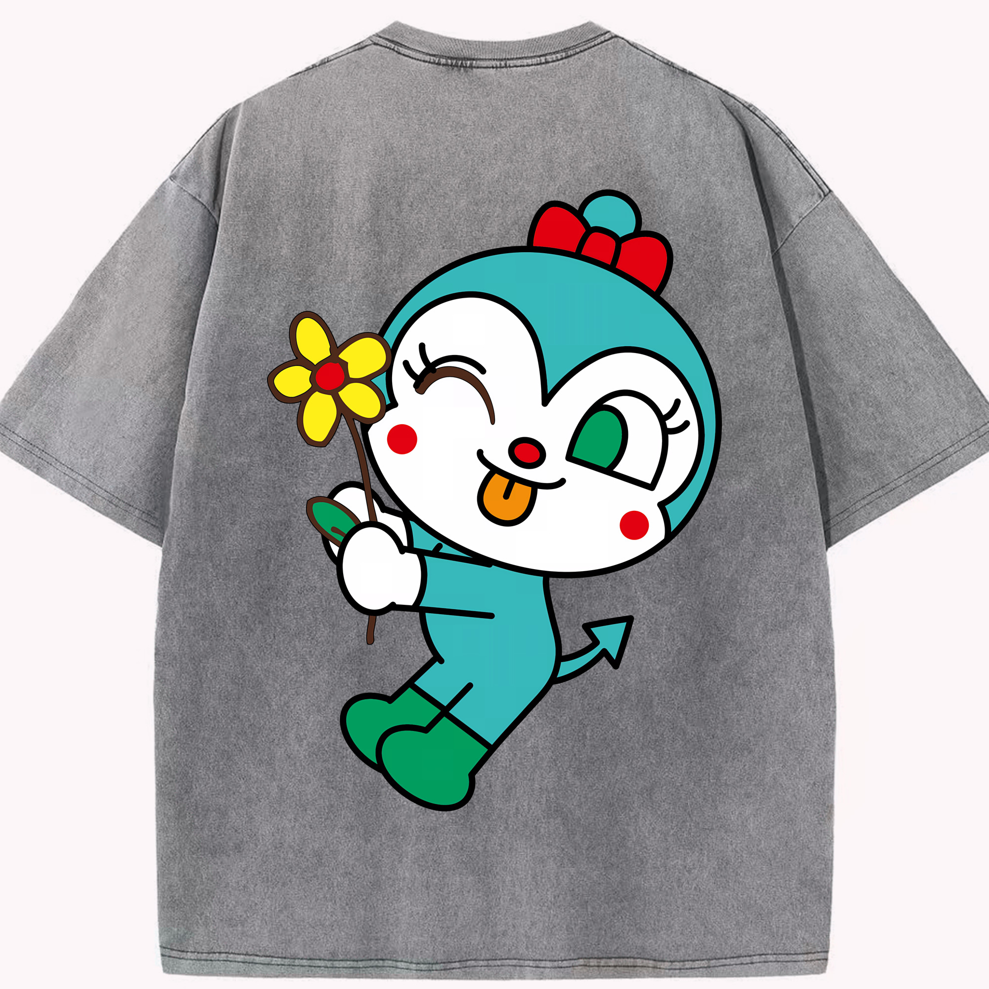 （画像用） アンパンマン Anpanman 綿100% ヴィンテージ風 半袖Tシャツ（背面プリント）