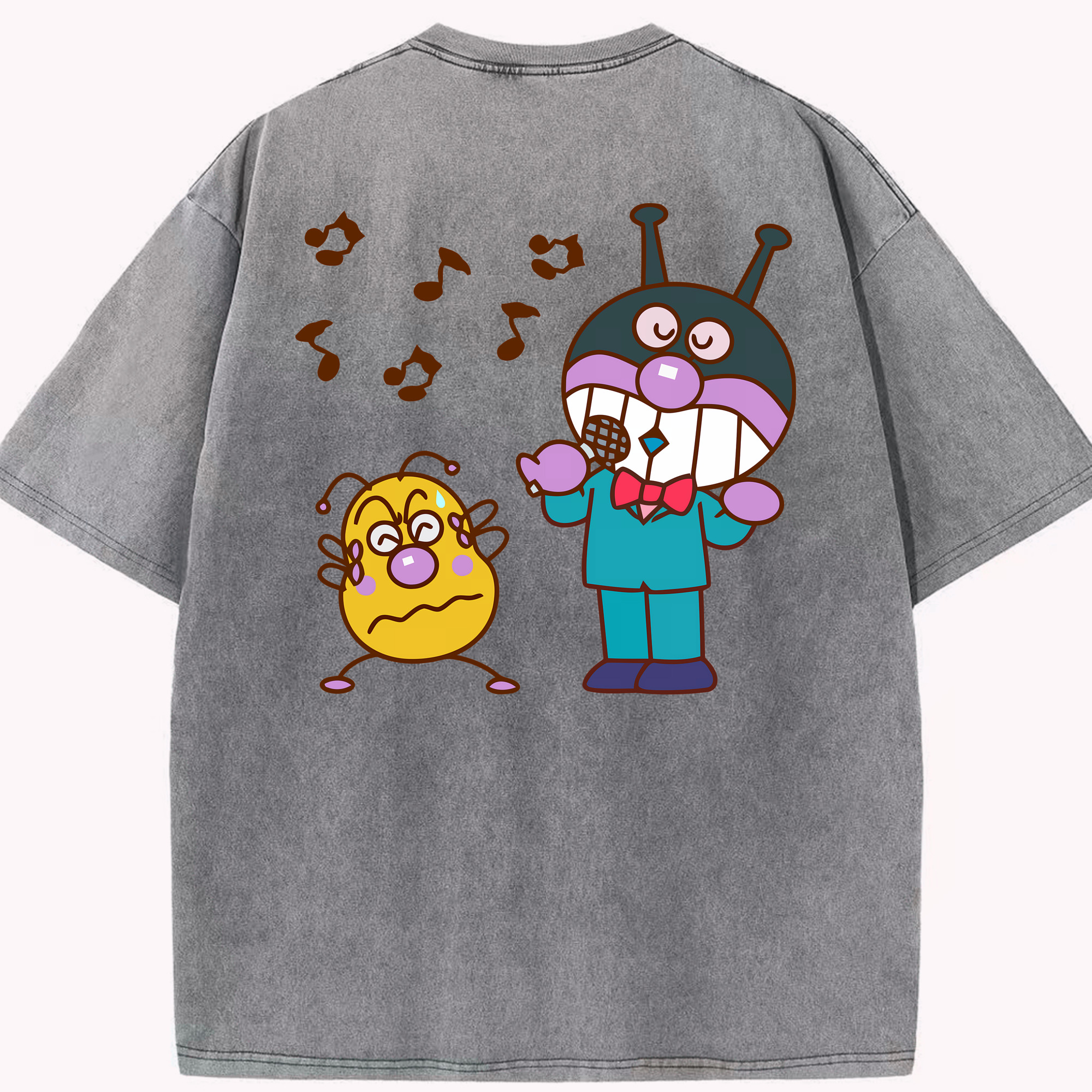 （画像用） アンパンマン Anpanman 綿100% ヴィンテージ風 半袖Tシャツ（背面プリント）