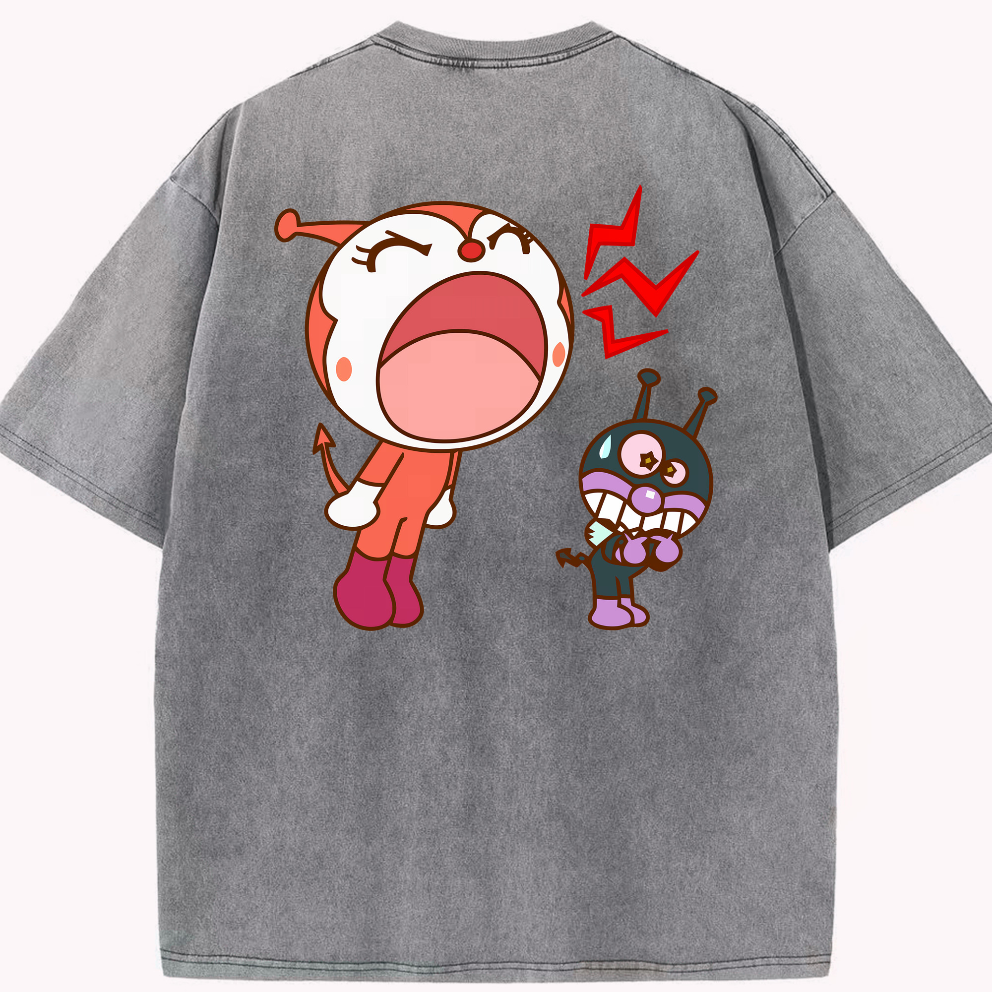 （画像用） アンパンマン Anpanman 綿100% ヴィンテージ風 半袖Tシャツ（背面プリント）