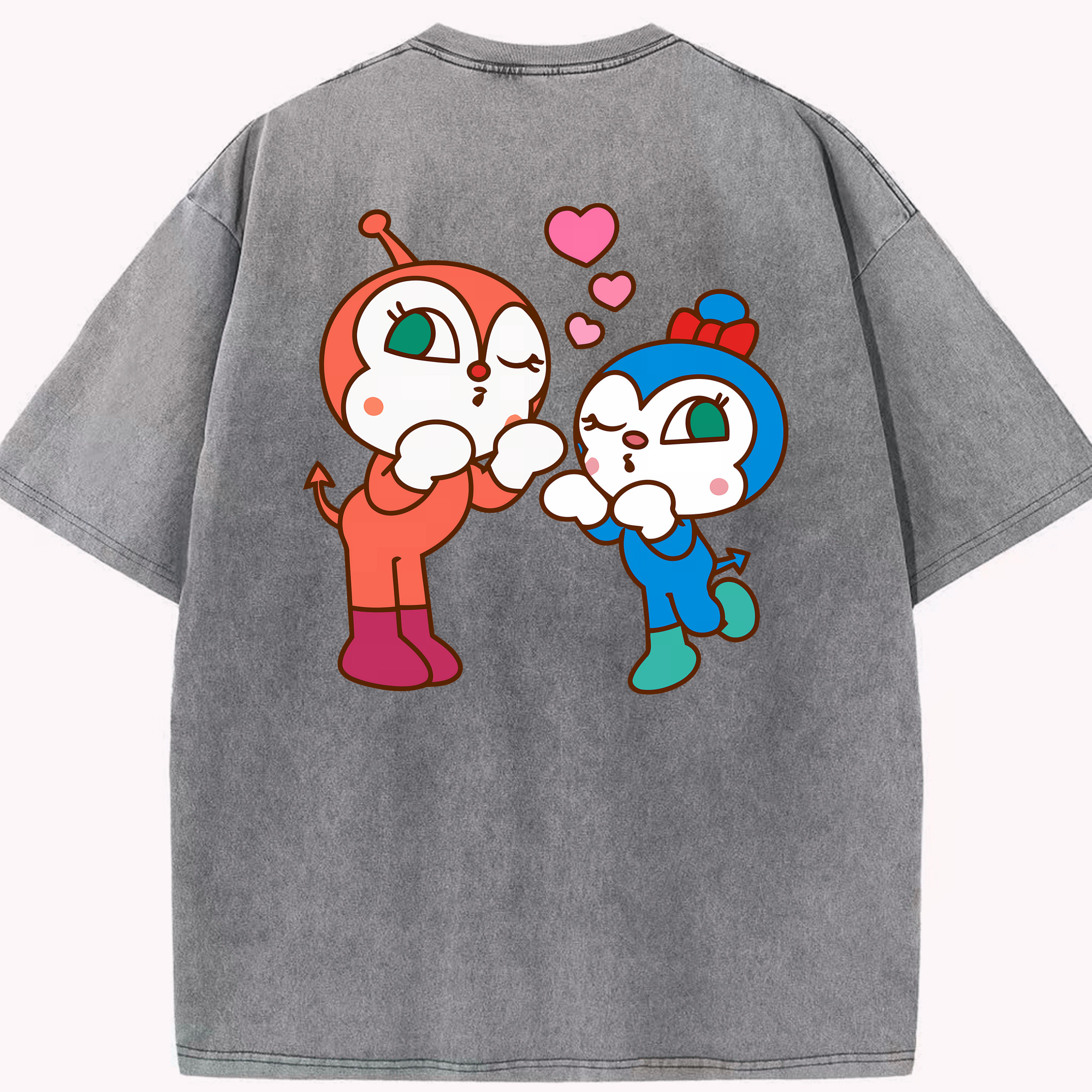（画像用） アンパンマン Anpanman 綿100% ヴィンテージ風 半袖Tシャツ（背面プリント）