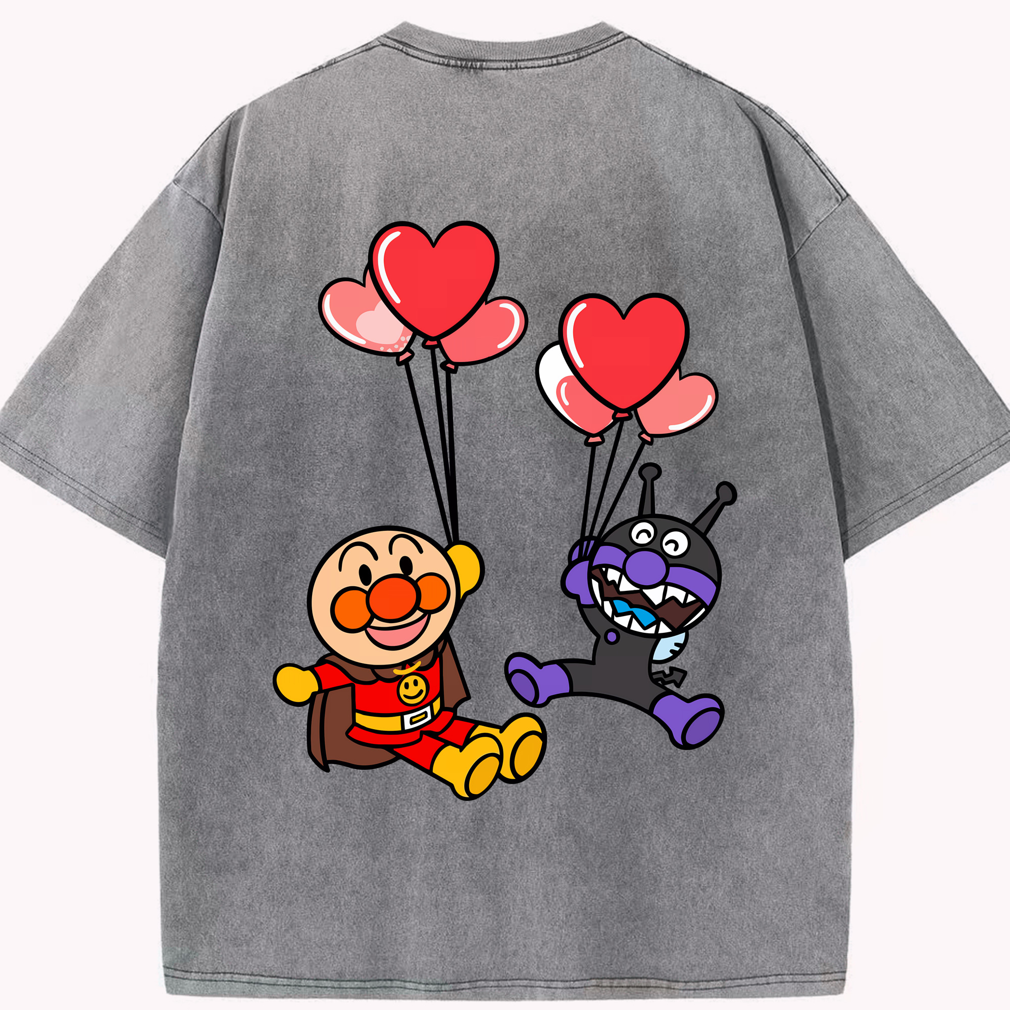 （画像用） アンパンマン Anpanman 綿100% ヴィンテージ風 半袖Tシャツ（背面プリント）