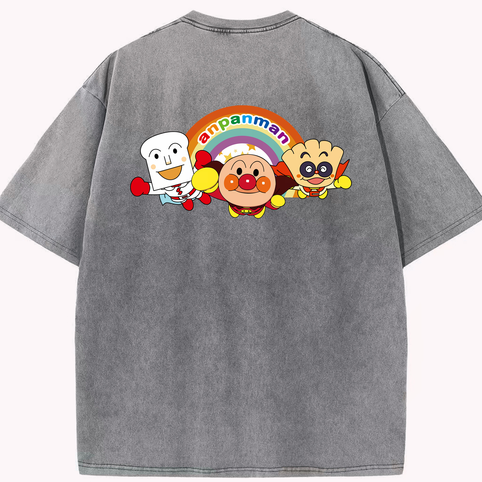 （画像用） アンパンマン Anpanman 綿100% ヴィンテージ風 半袖Tシャツ（背面プリント）