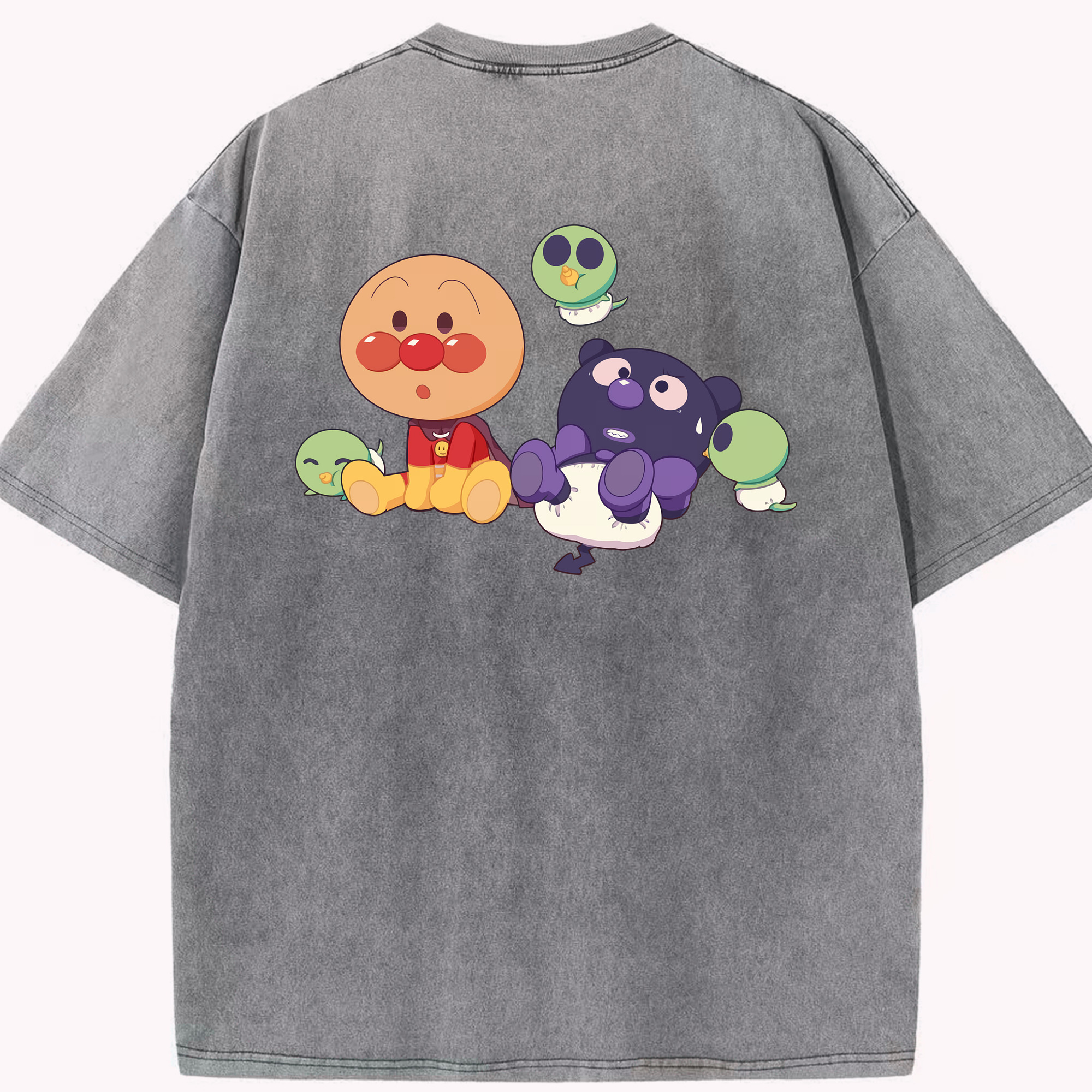 （画像用） アンパンマン Anpanman 綿100% ヴィンテージ風 半袖Tシャツ（背面プリント）