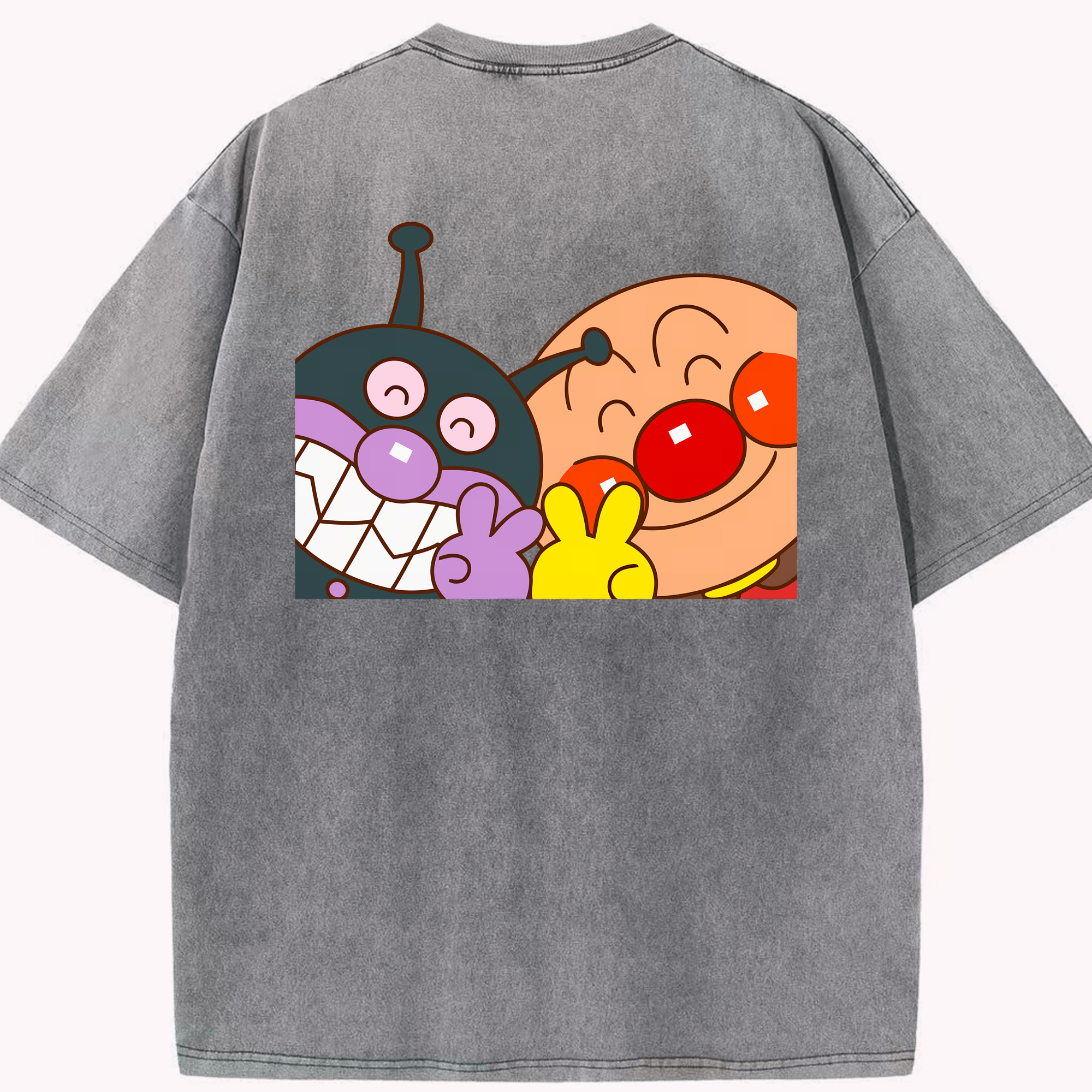 （画像用） アンパンマン Anpanman 綿100% ヴィンテージ風 半袖Tシャツ（背面プリント）