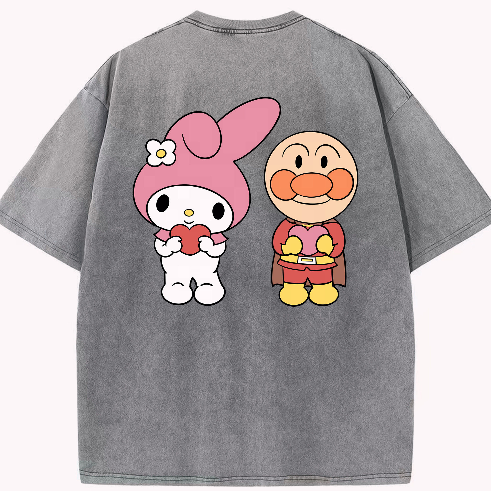 （画像用） アンパンマン Anpanman 綿100% ヴィンテージ風 半袖Tシャツ（背面プリント）