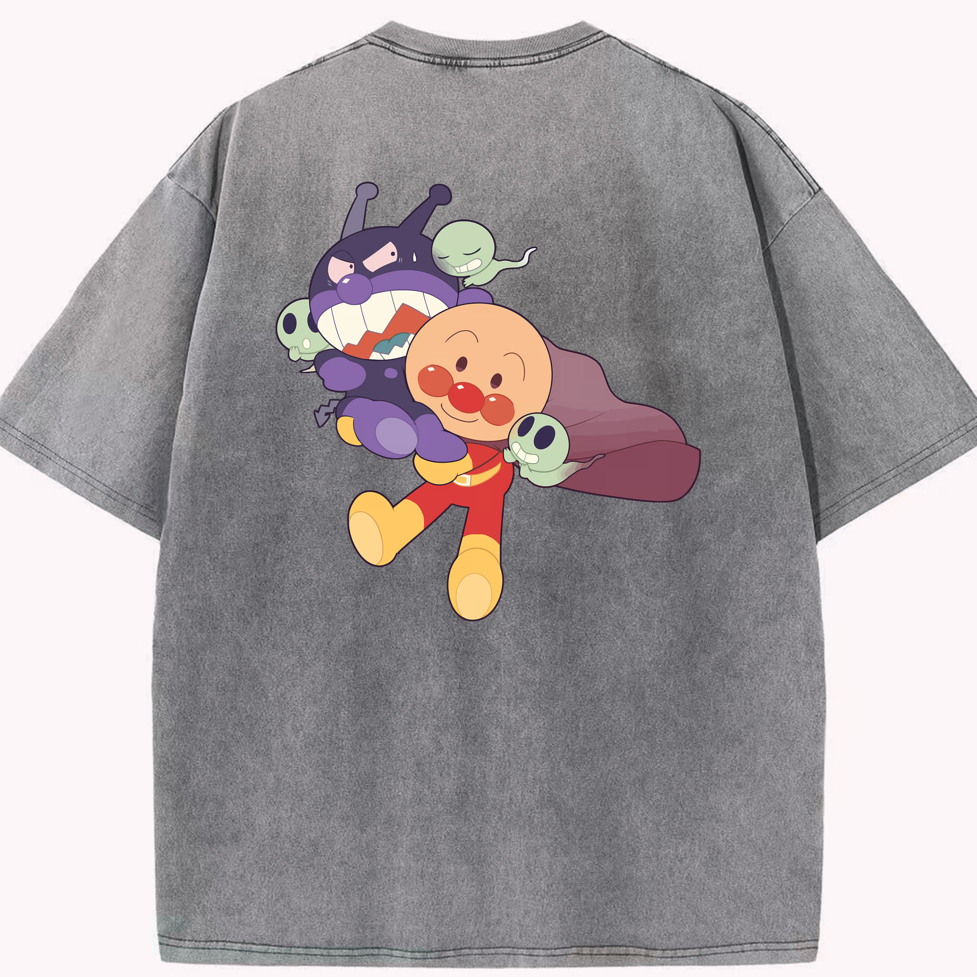（画像用） アンパンマン Anpanman 綿100% ヴィンテージ風 半袖Tシャツ（背面プリント）