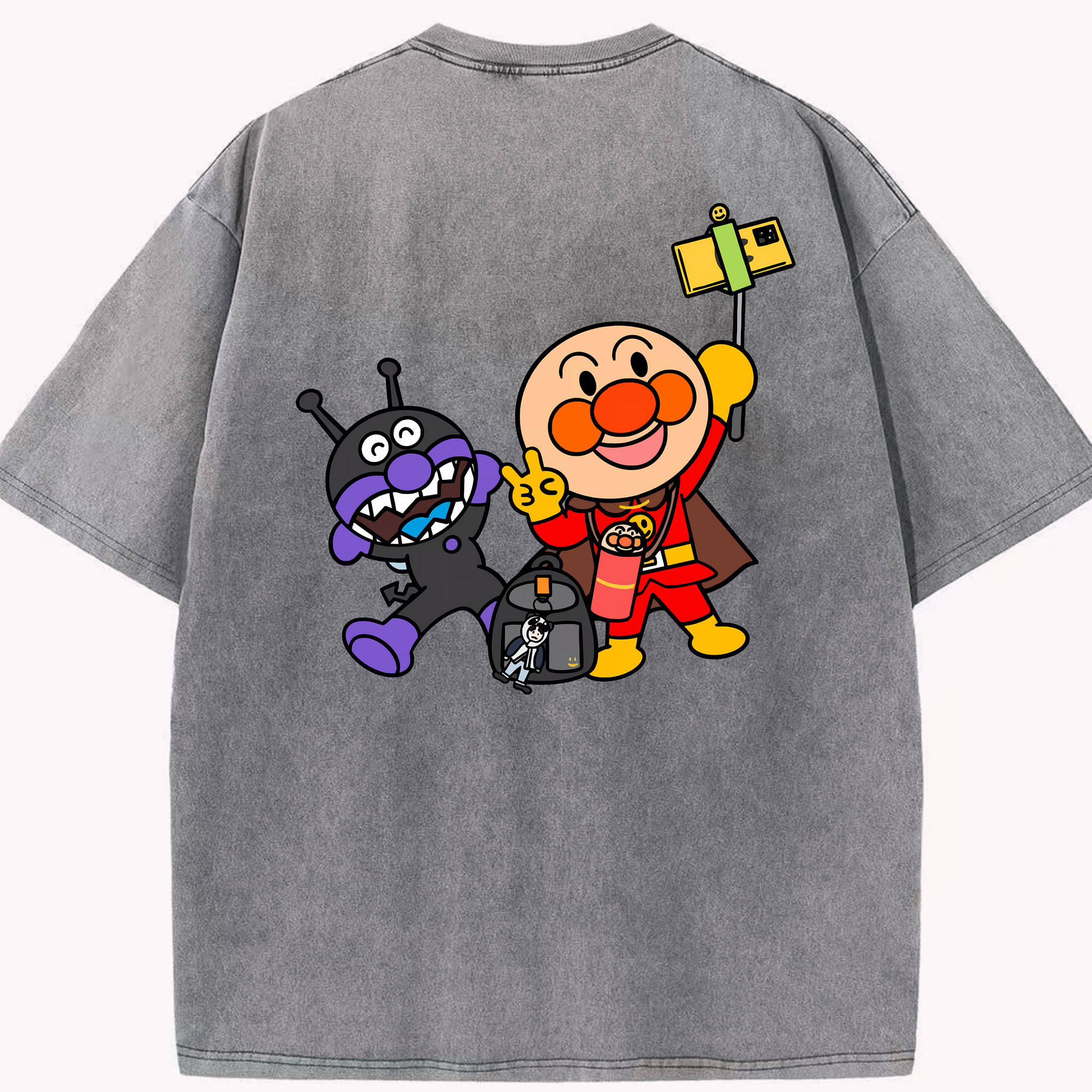 （画像用） アンパンマン Anpanman 綿100% ヴィンテージ風 半袖Tシャツ（背面プリント）