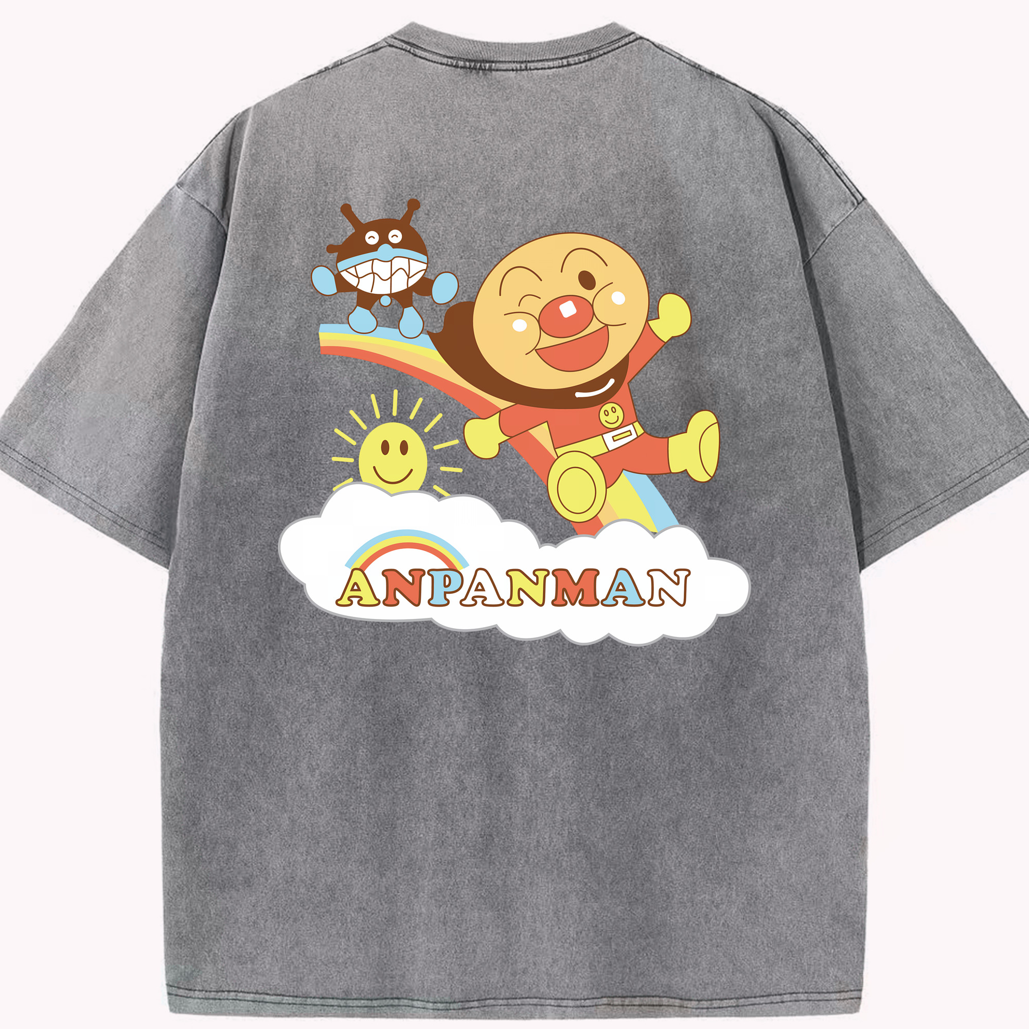 （画像用） アンパンマン Anpanman 綿100% ヴィンテージ風 半袖Tシャツ（背面プリント）