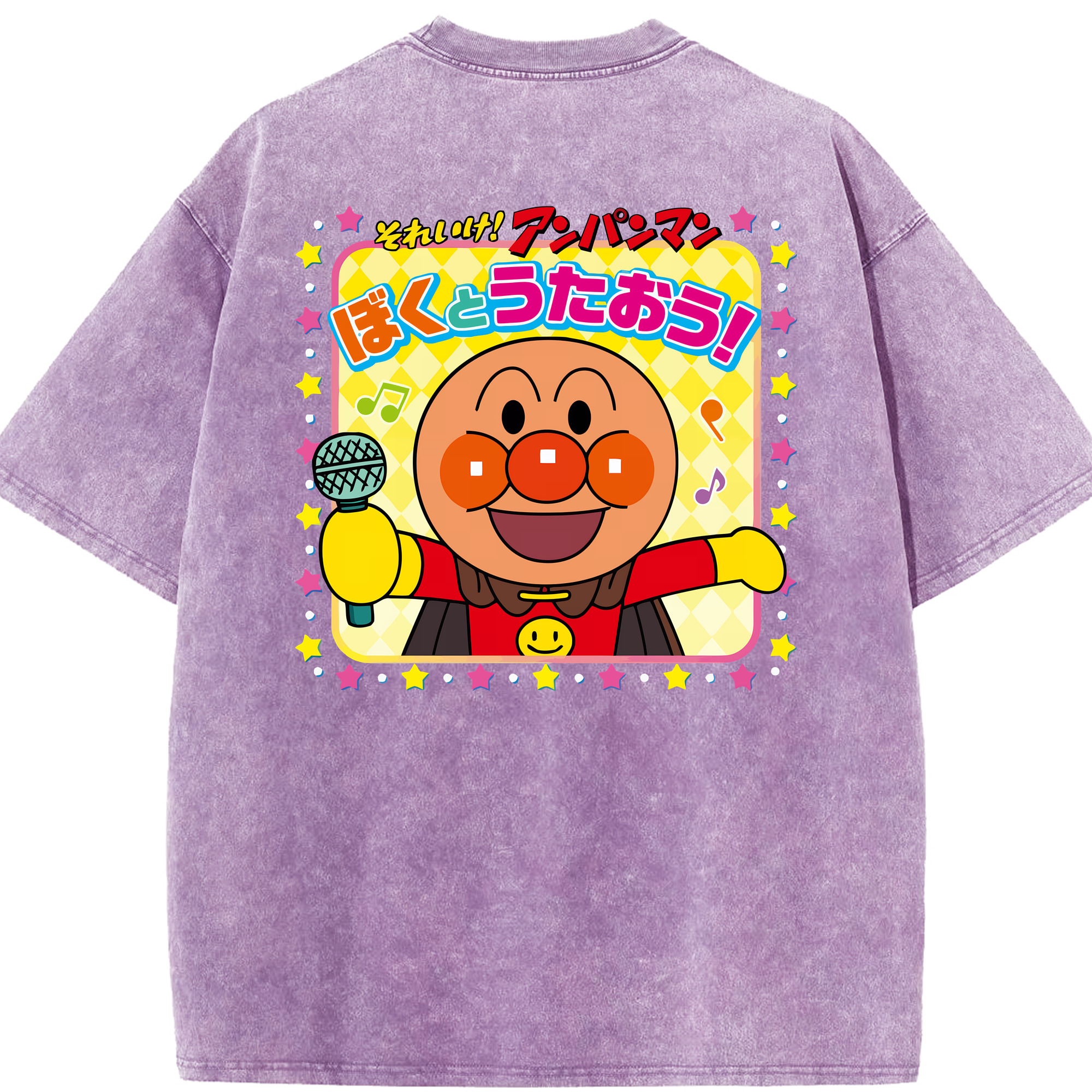 （画像用） アンパンマン Anpanman 綿100% ヴィンテージ風 半袖Tシャツ（背面プリント）