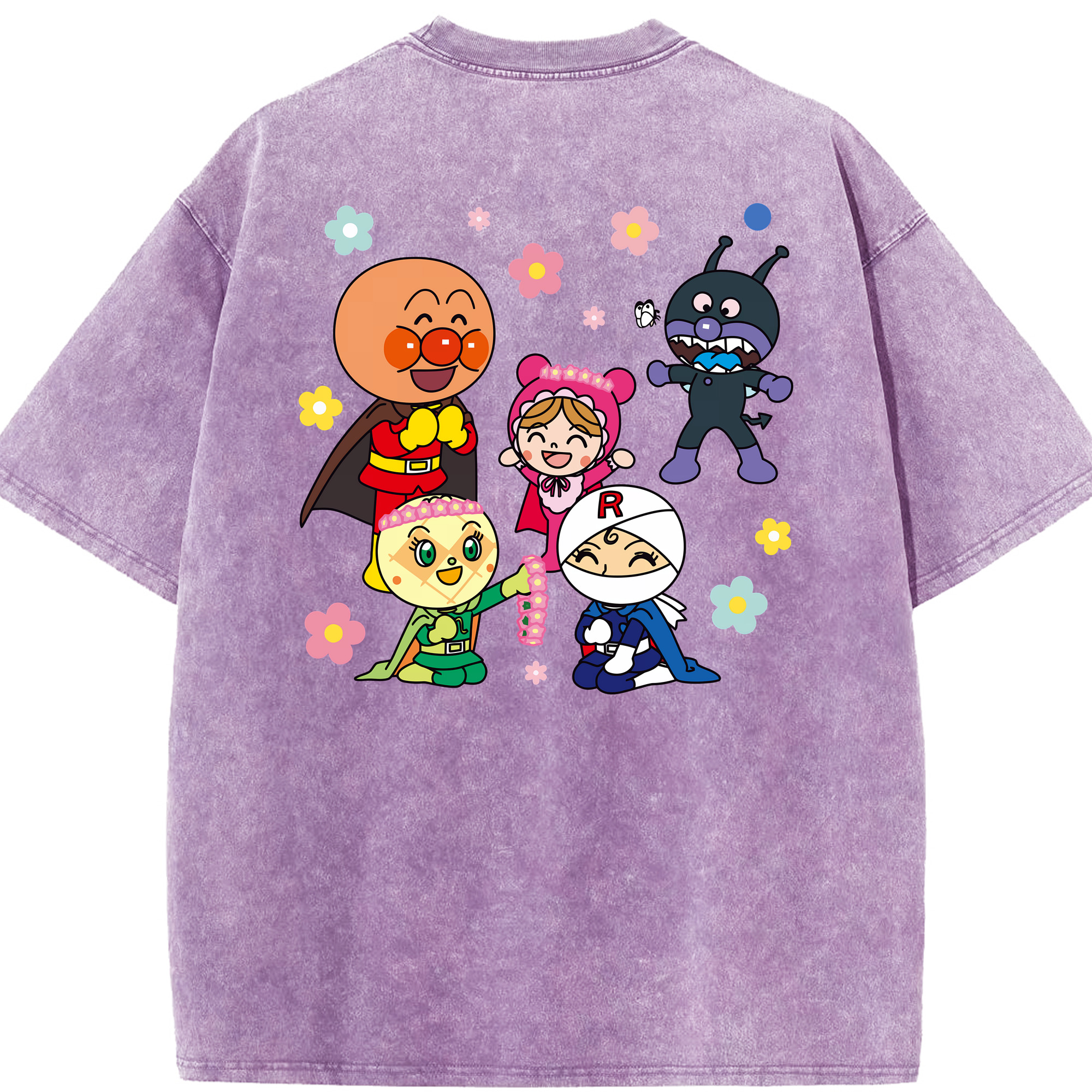 （画像用） アンパンマン Anpanman 綿100% ヴィンテージ風 半袖Tシャツ（背面プリント）